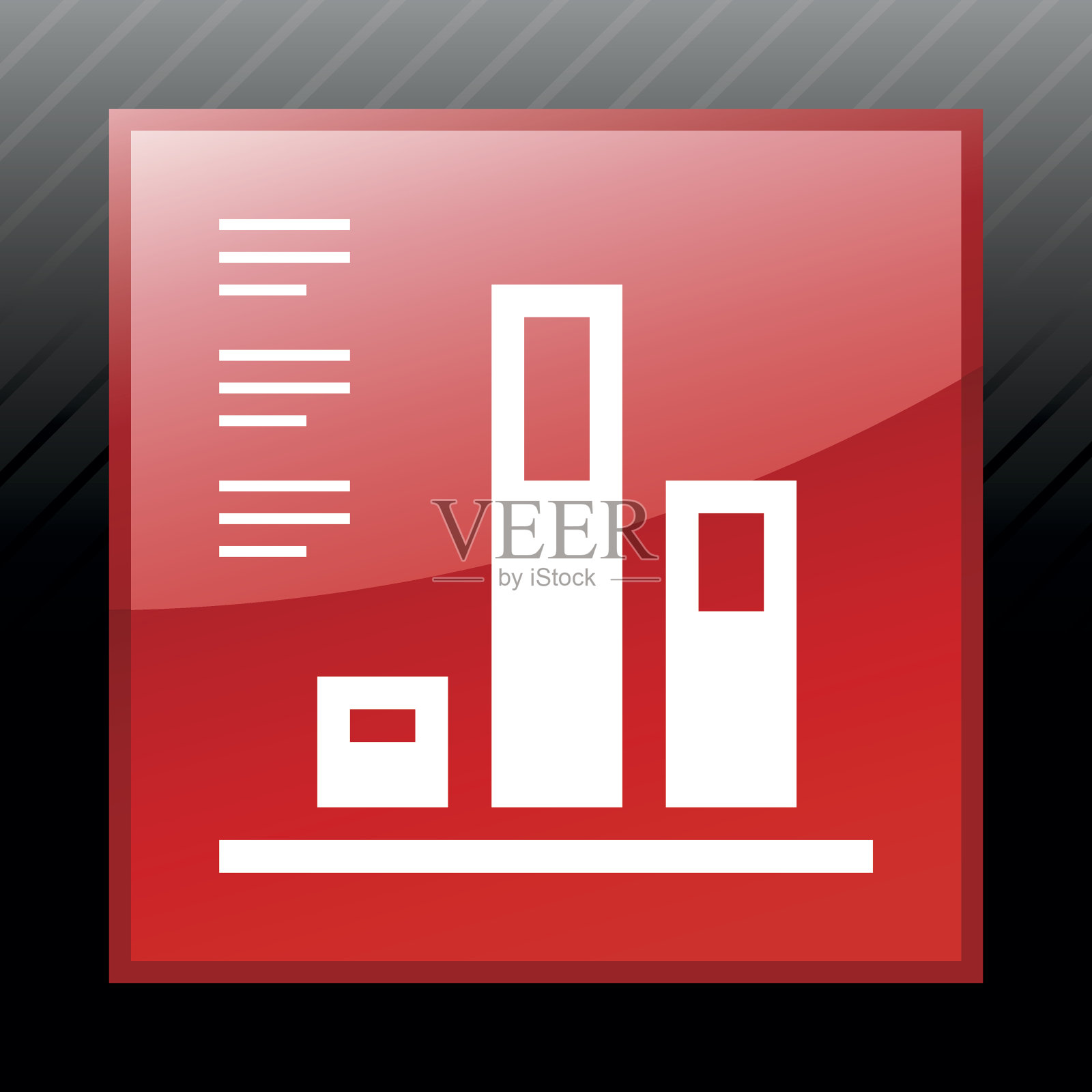 矩形按钮上的条形图图标。插画图片素材