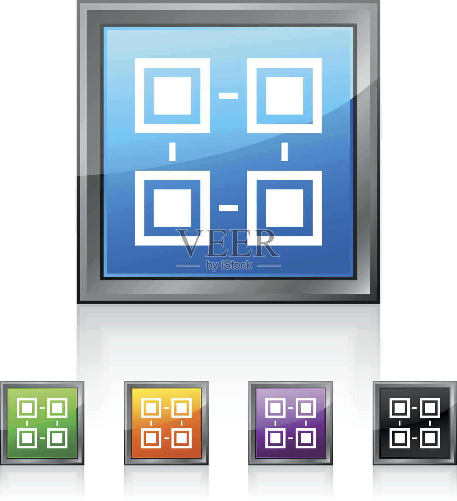 方框按钮上的流程图图标。图标素材