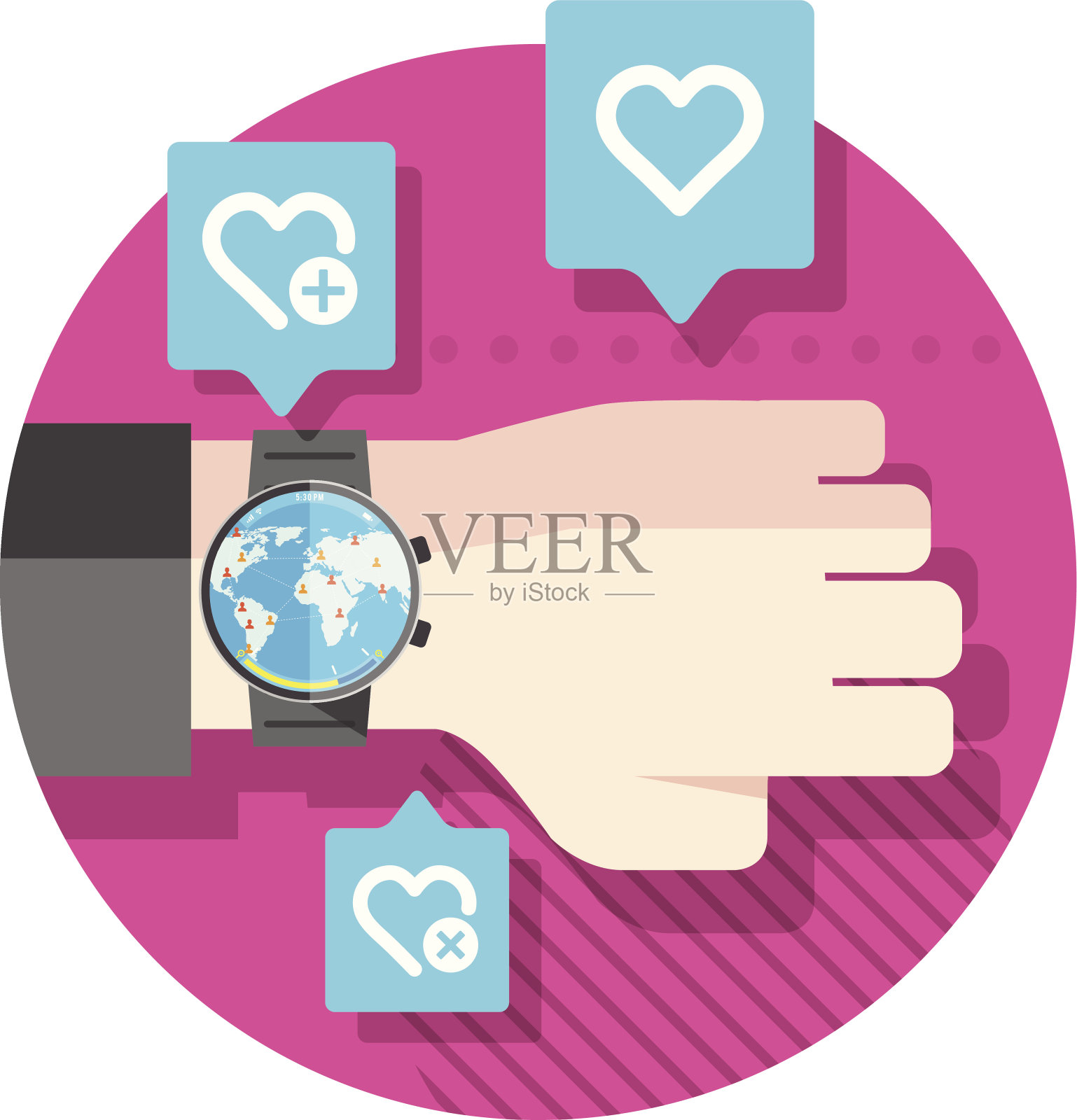 用智能手表传播爱插画图片素材