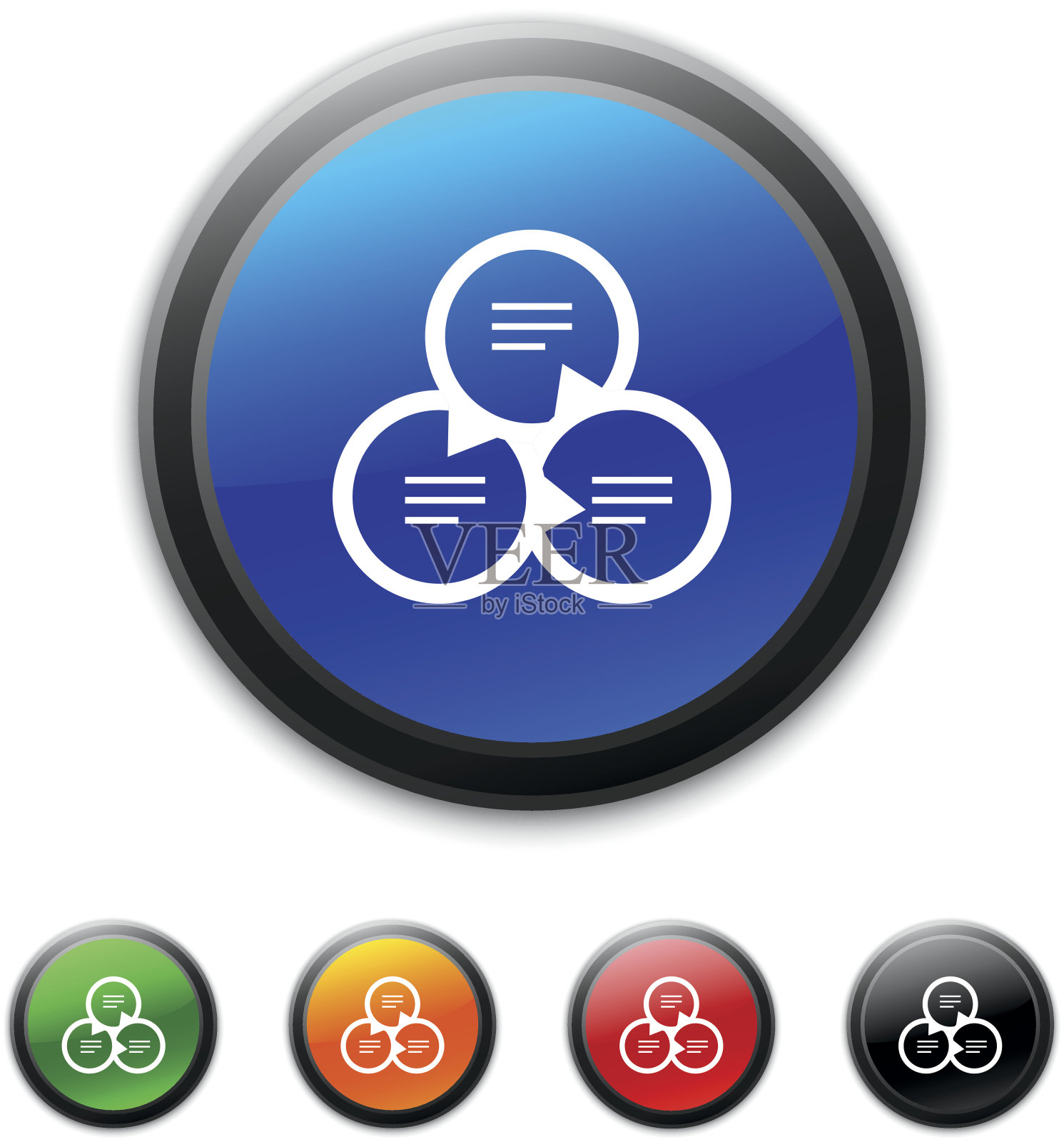 维恩图图标上的圆形按钮。图标素材