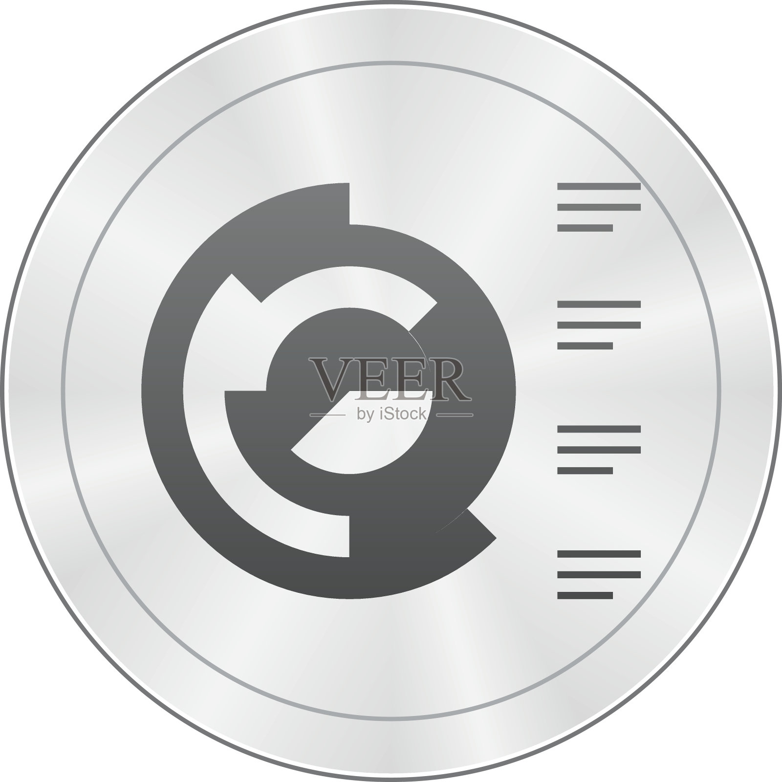 一个圆形按钮上的心形图表图标。设计元素图片