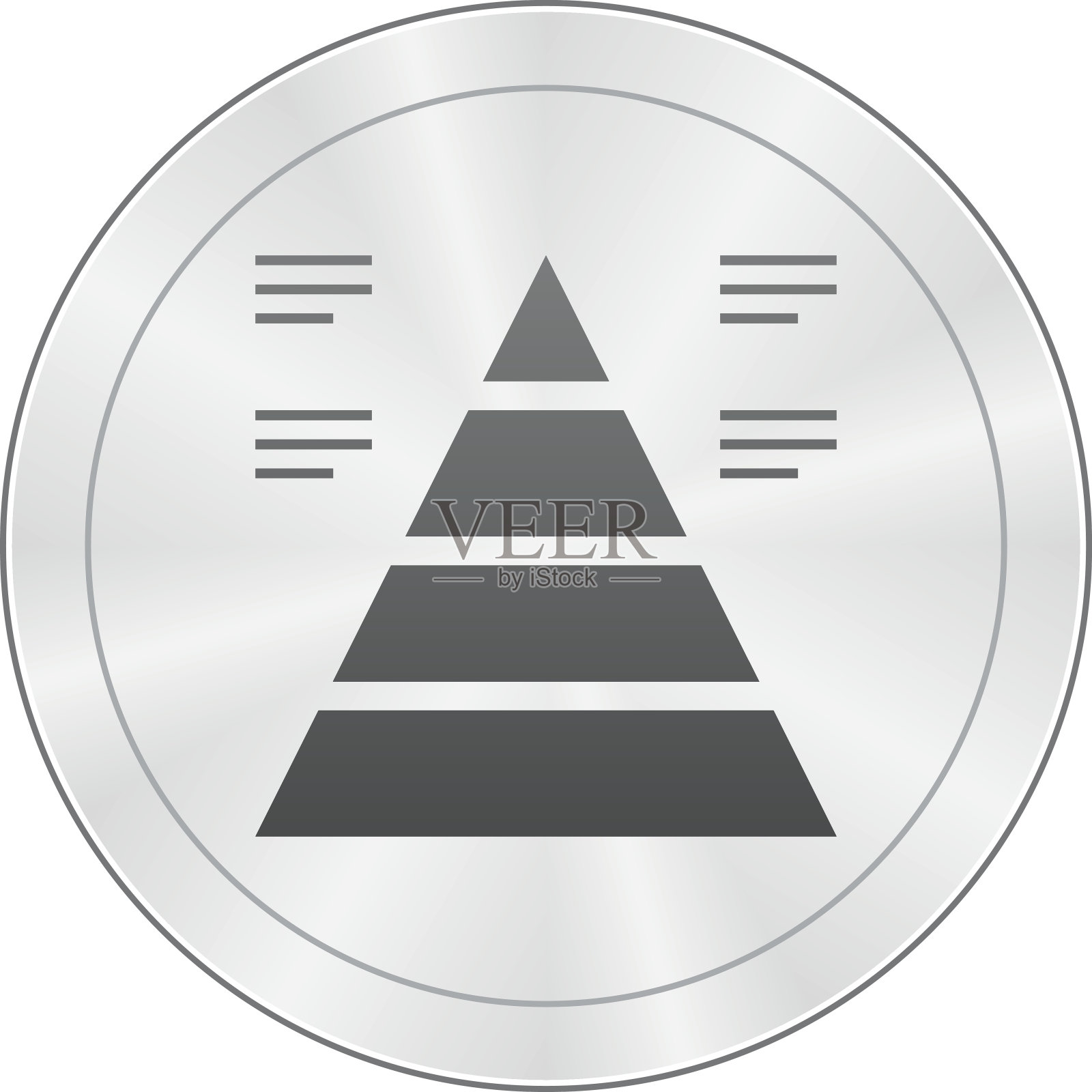 金字塔图标上的圆形按钮。设计元素图片