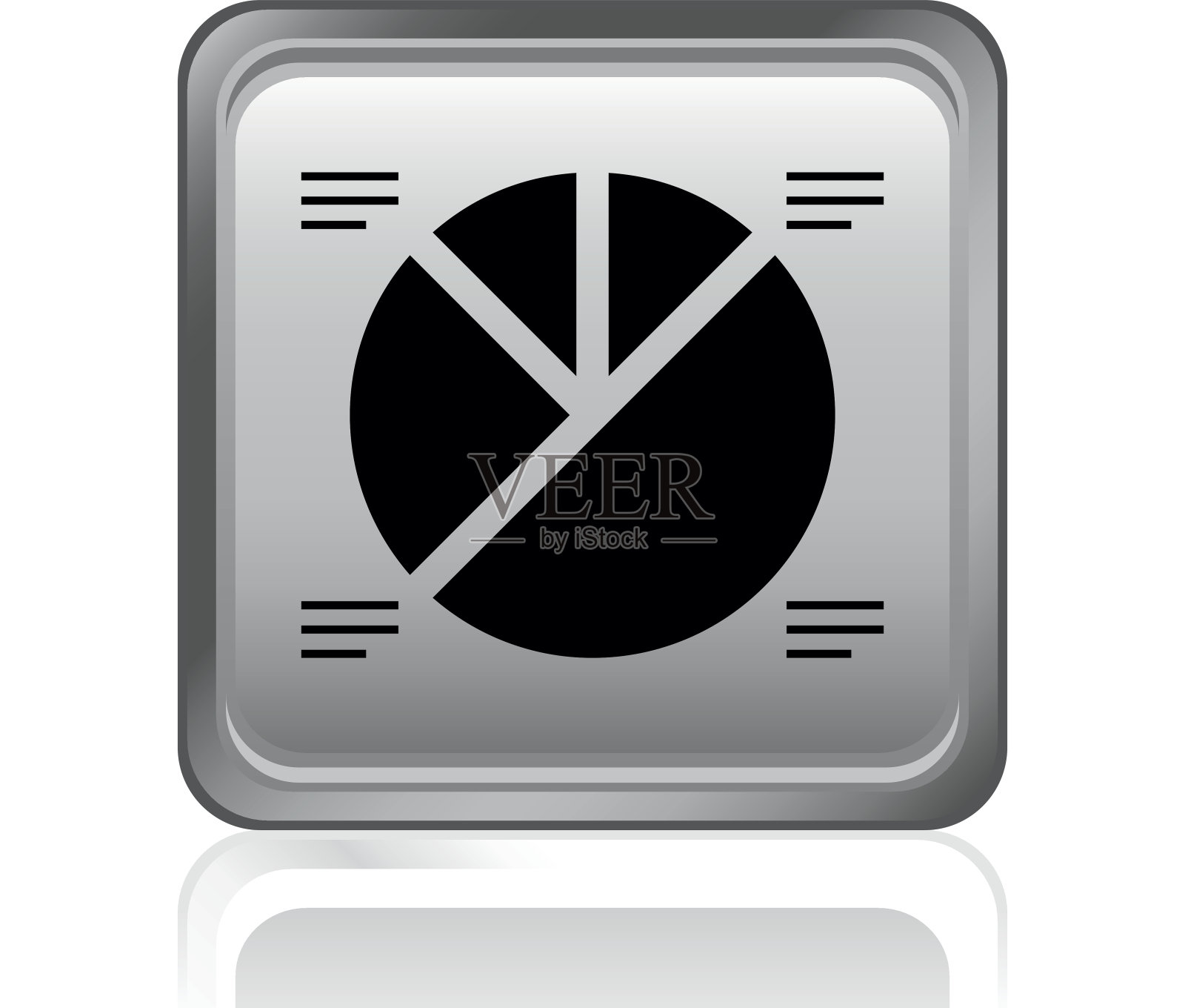 圆形按钮上的饼图图标。图标素材