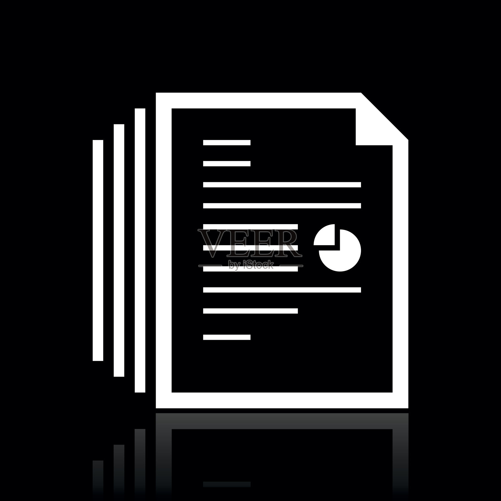 黑色背景上的文档图标。图标素材