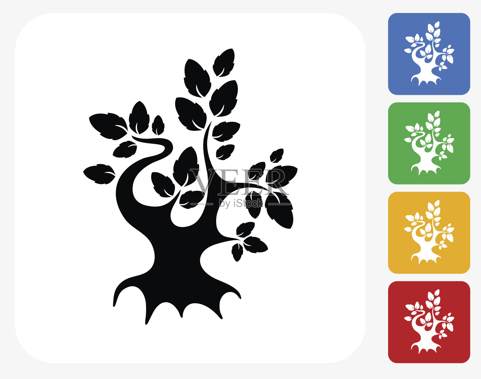 盆景树图标平面图形设计插画图片素材