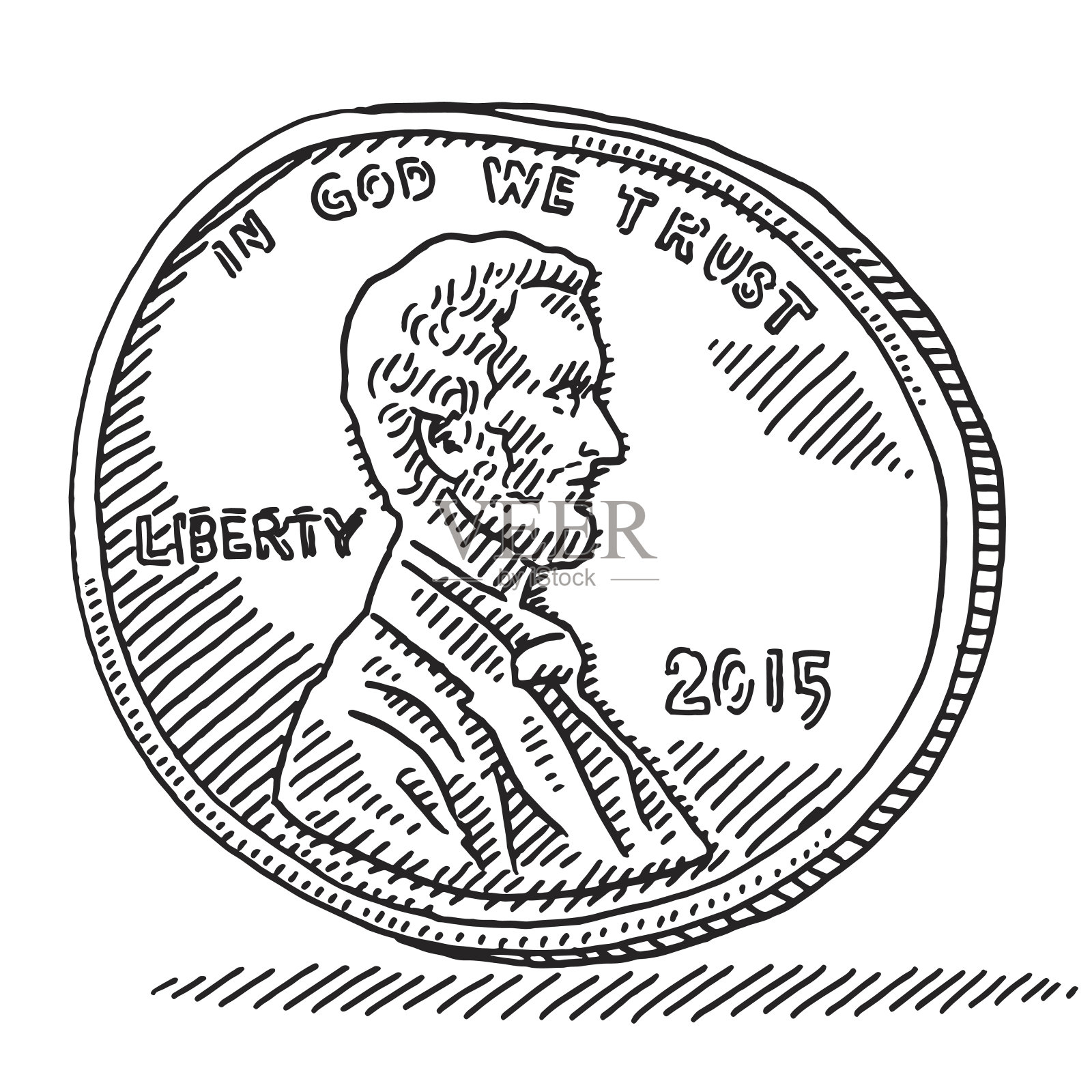 美国一便士硬币取钱插画图片素材