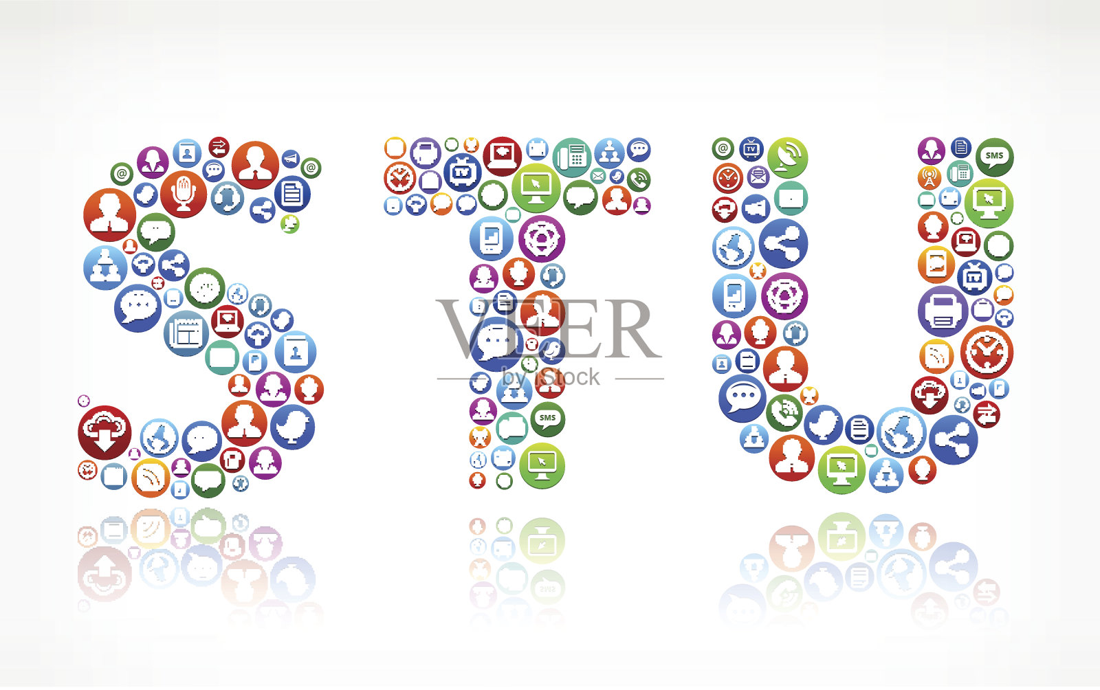 STU免版税矢量社交网络和互联网图标集插画图片素材