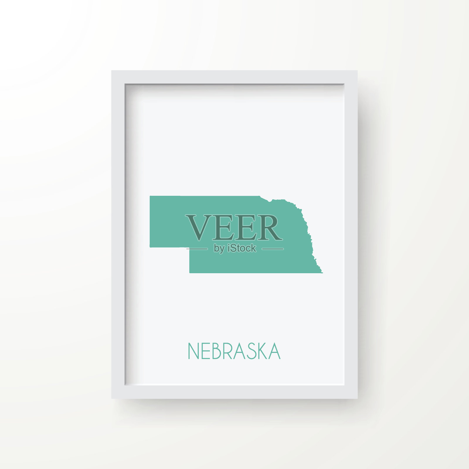 内布拉斯加州地图在框架上的白色背景插画图片素材