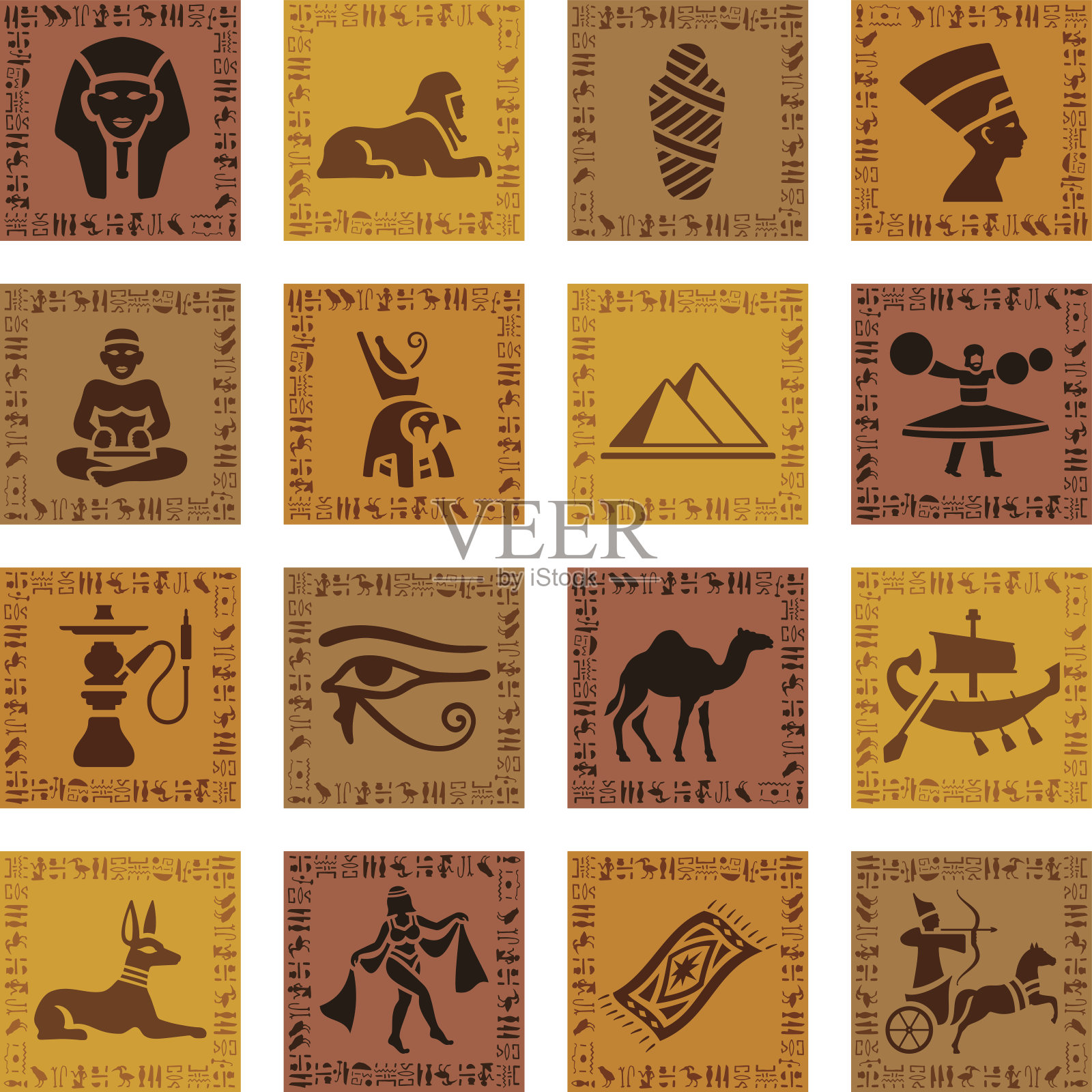 埃及图标设置插画图片素材