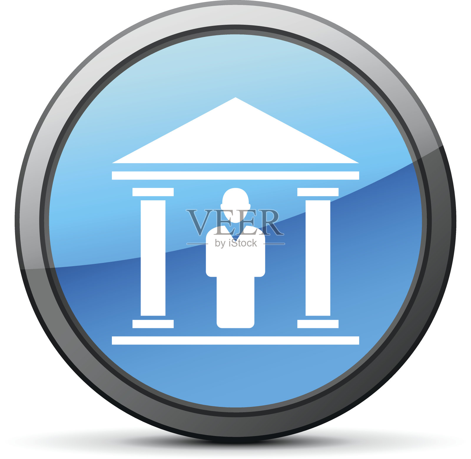 银行图标上的圆形按钮。插画图片素材