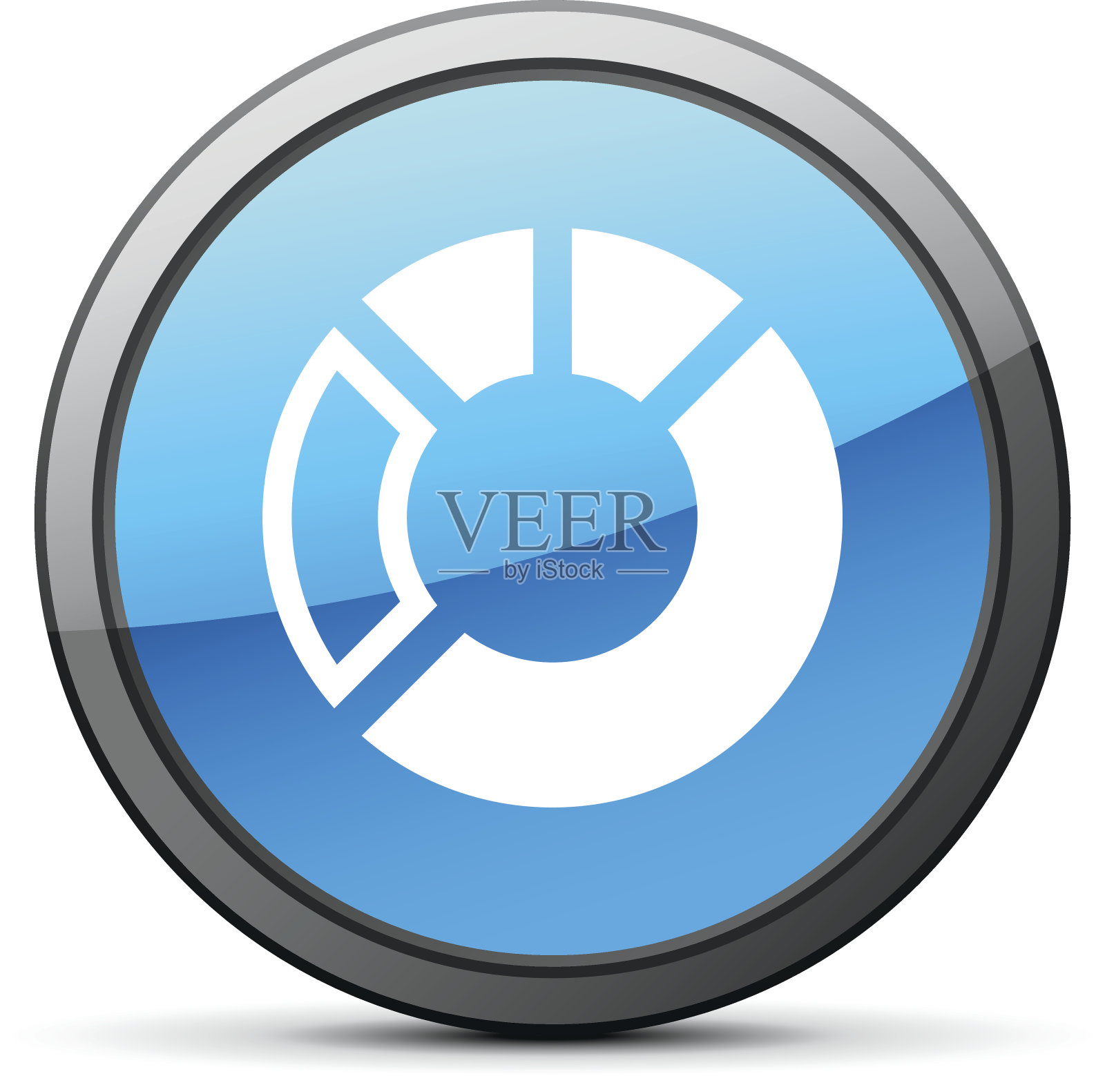 圆形按钮上的甜甜圈图表图标。图标素材