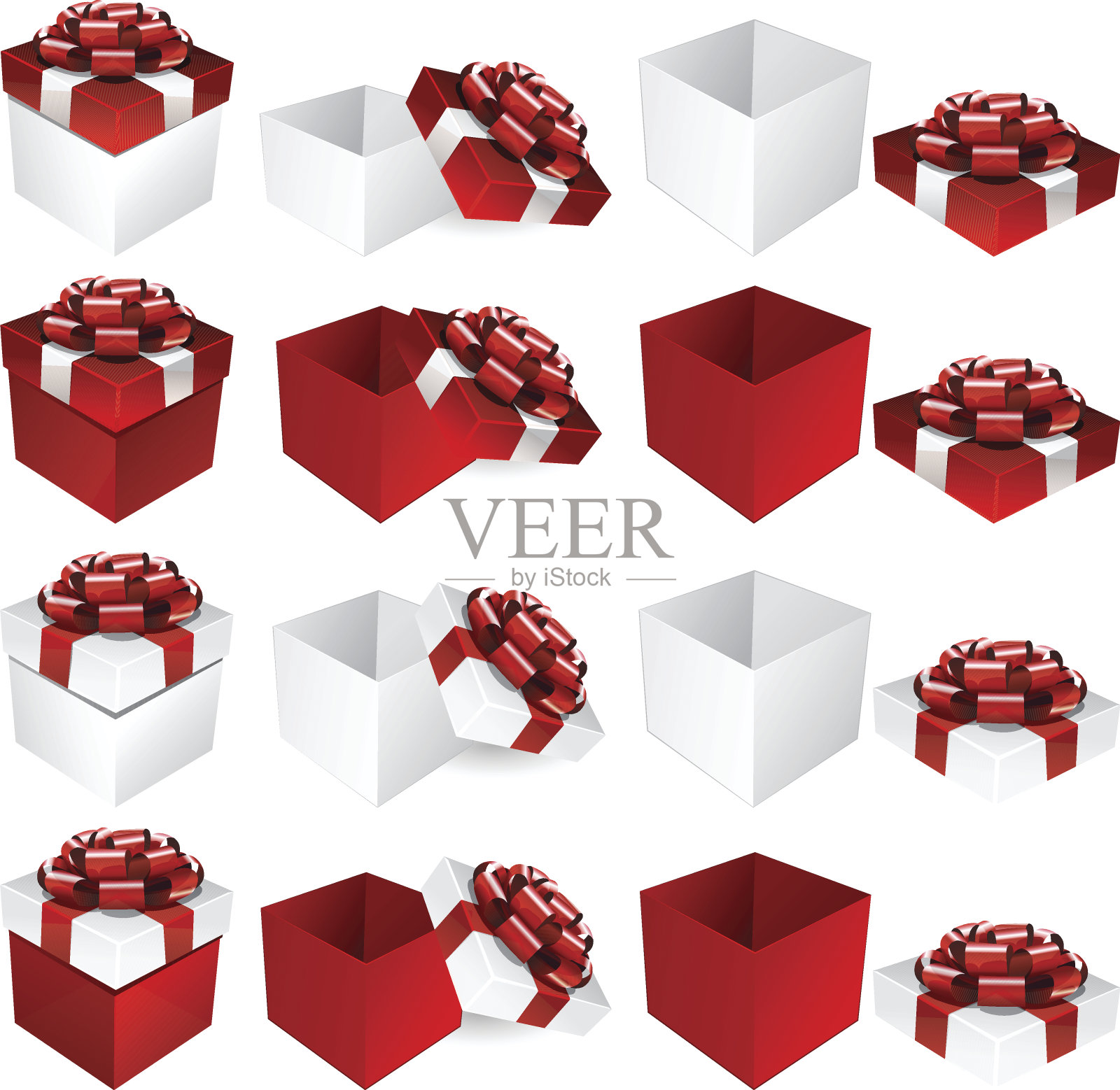 红白礼品盒插画图片素材