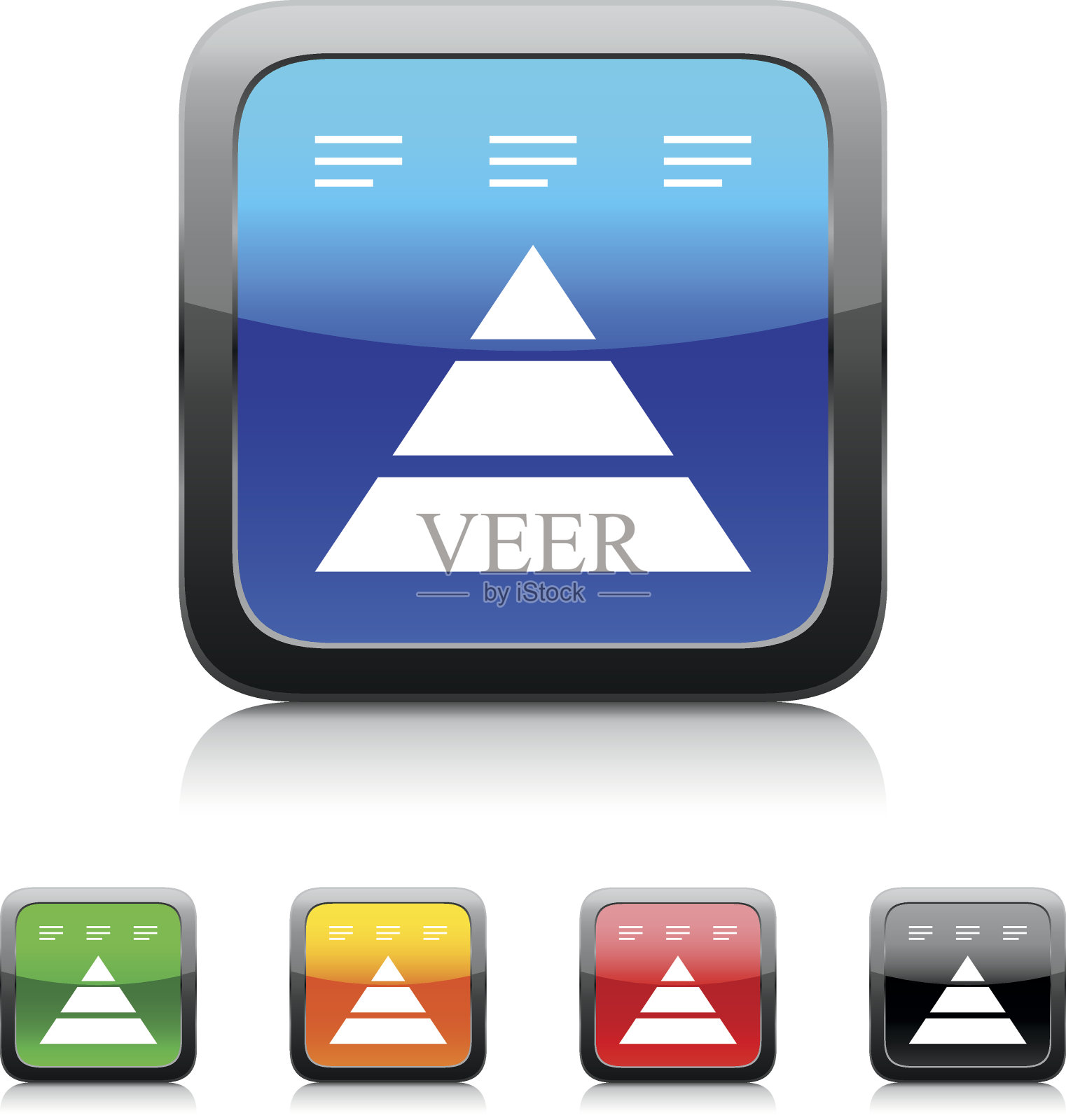 金字塔图标上的彩色按钮。- - -风格系列图标素材