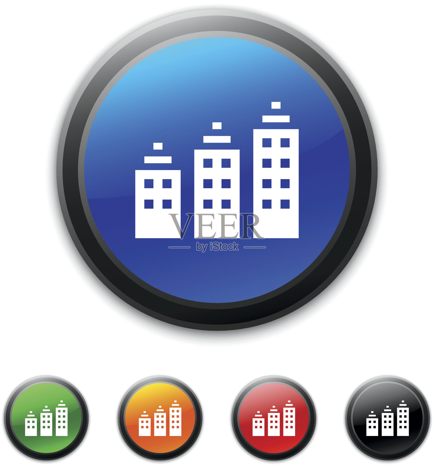 公寓楼图标上的圆形按钮。-擦系列图标素材