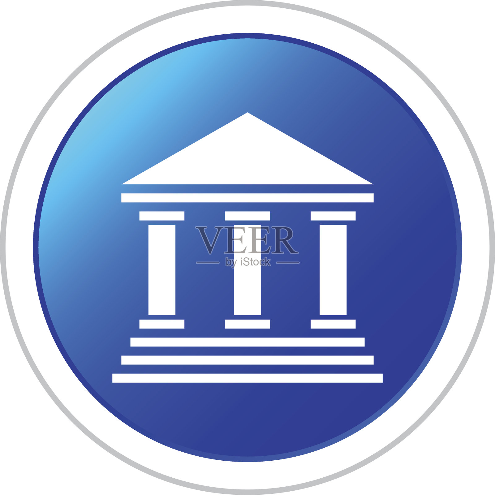 银行图标上的圆形按钮。-贴纸系列插画图片素材