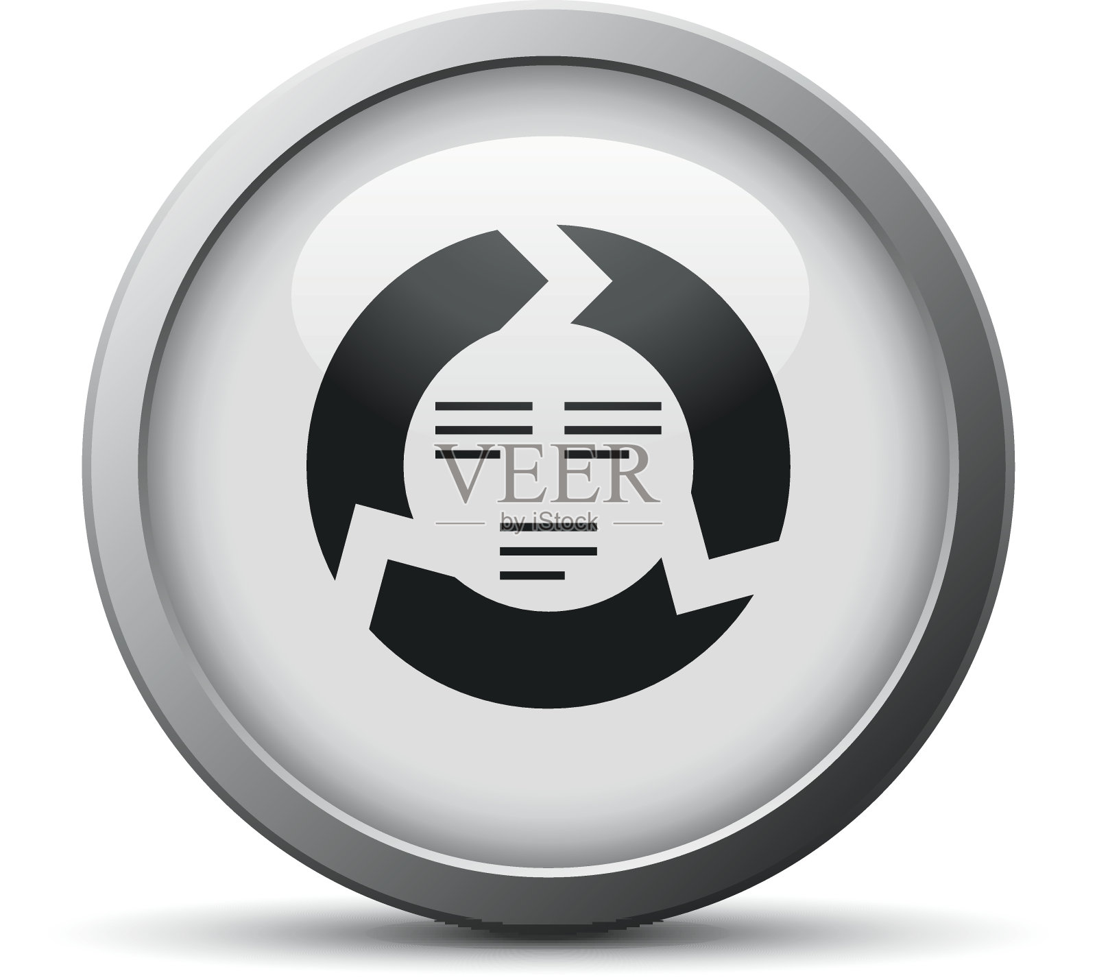 雪佛龙图表图标上的一个银色按钮。-银系列图标素材