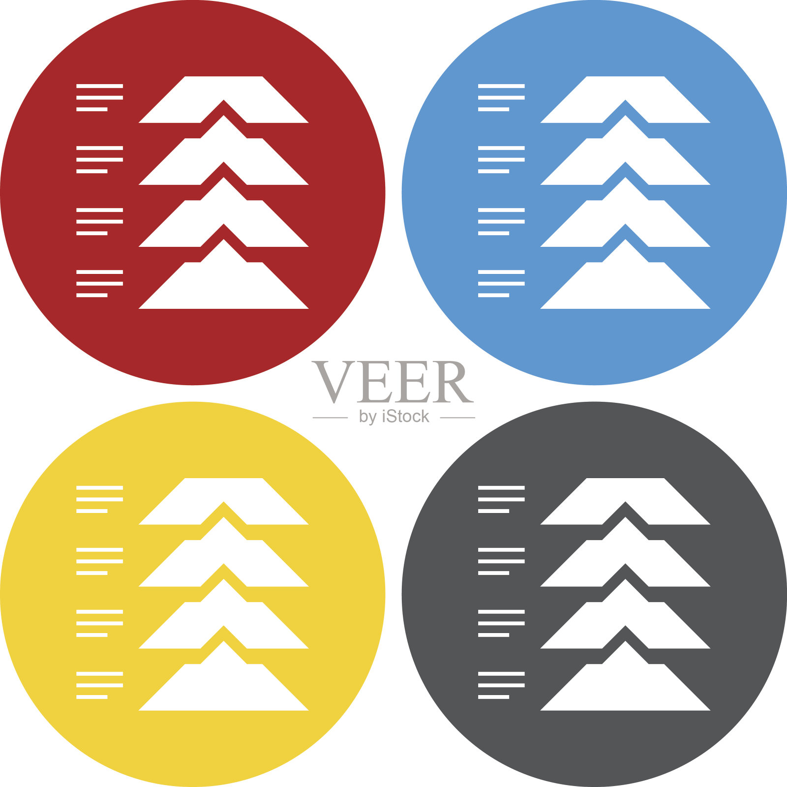 圆形按钮上的流程图图标。——圆系列图标素材