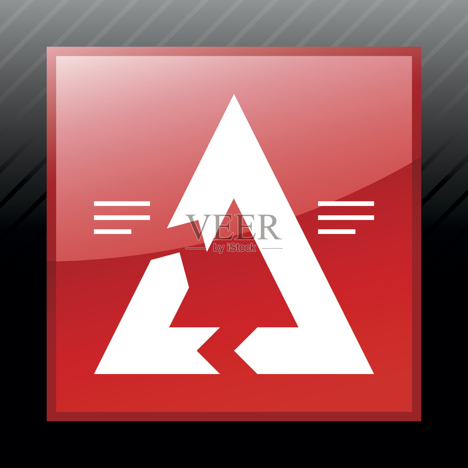 雪佛龙图表图标上的一个方形按钮。——时尚系列插画图片素材