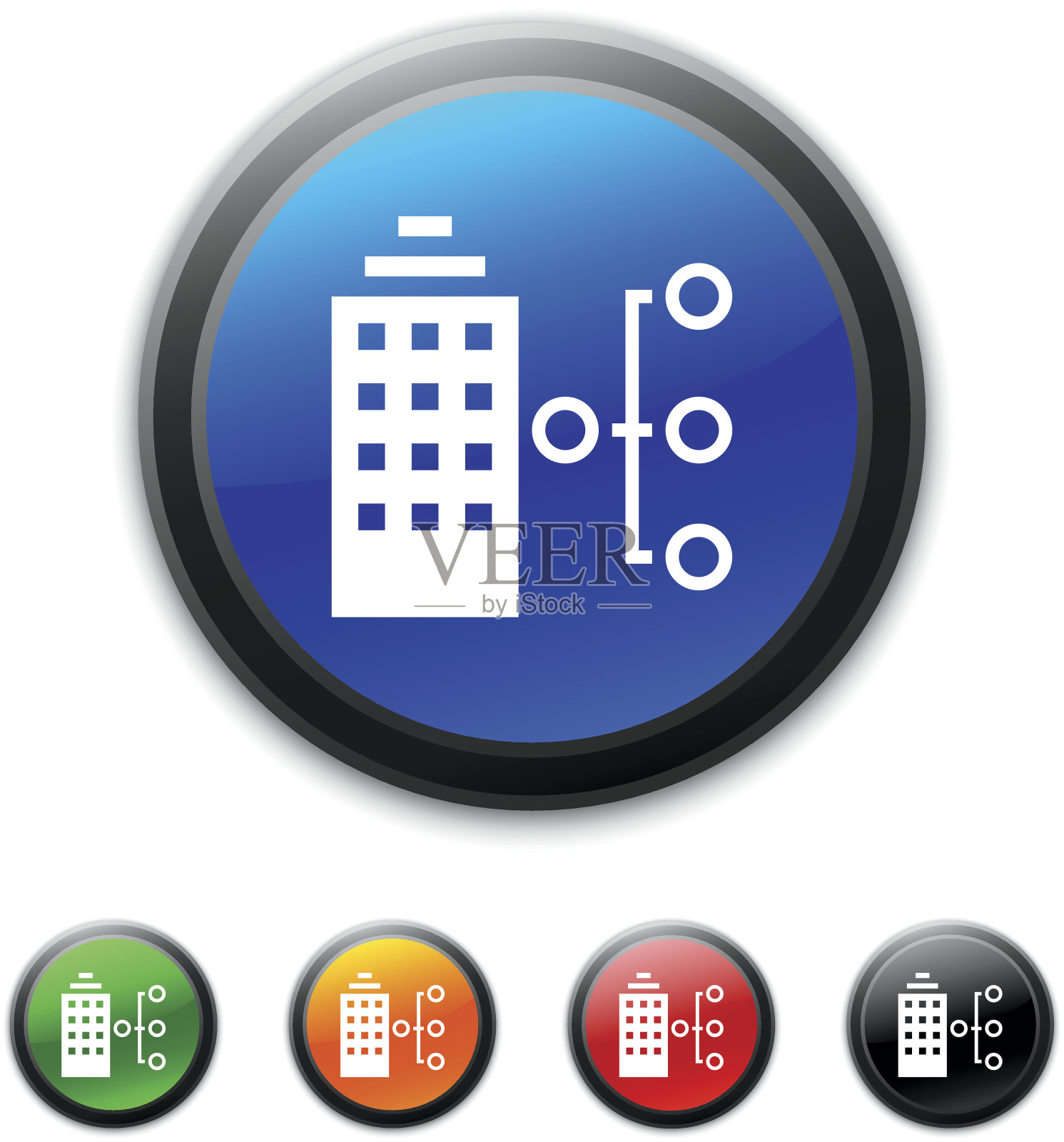 办公楼图标上的圆形按钮。-擦系列图标素材