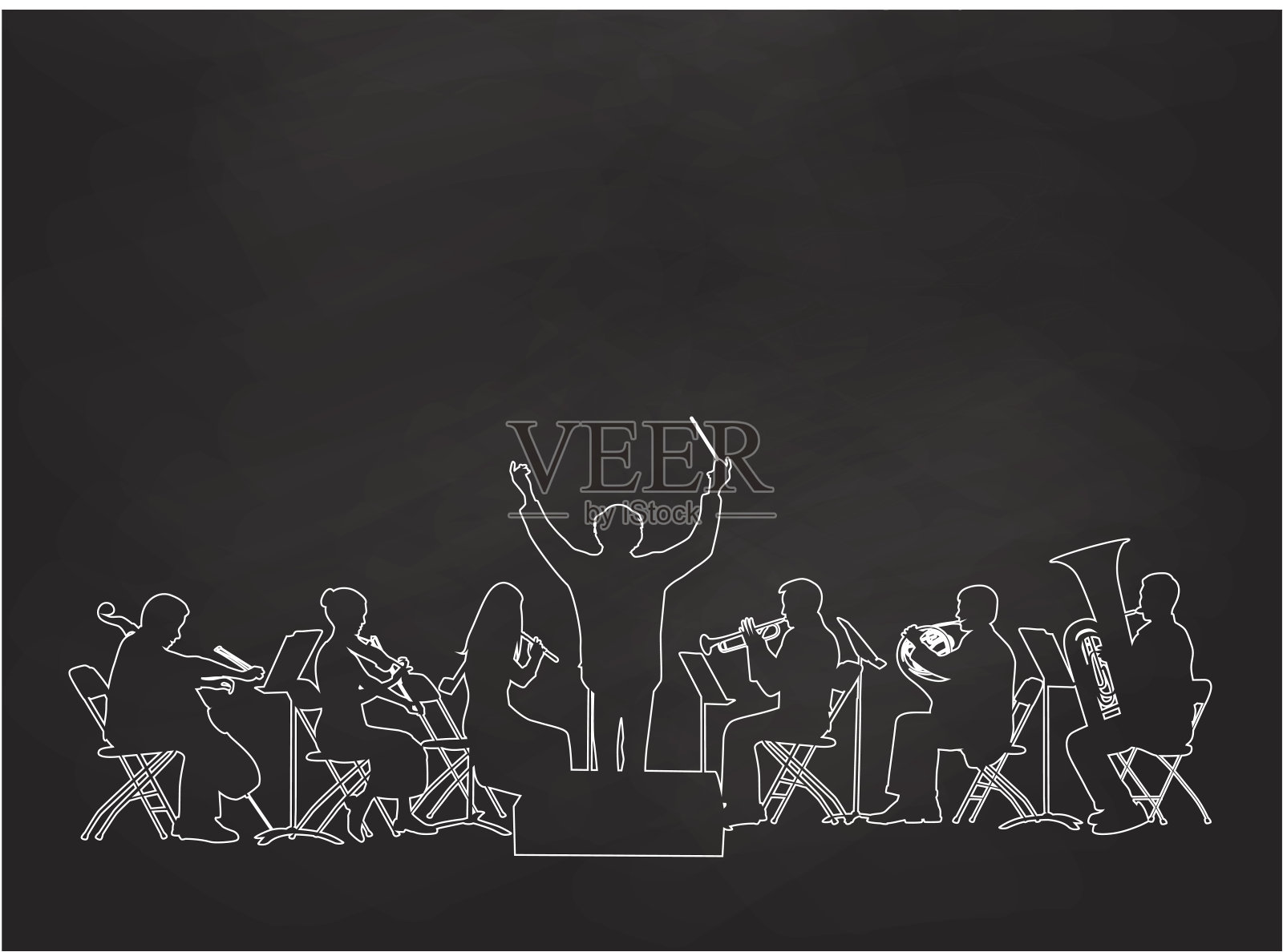 黑板乐团插画图片素材