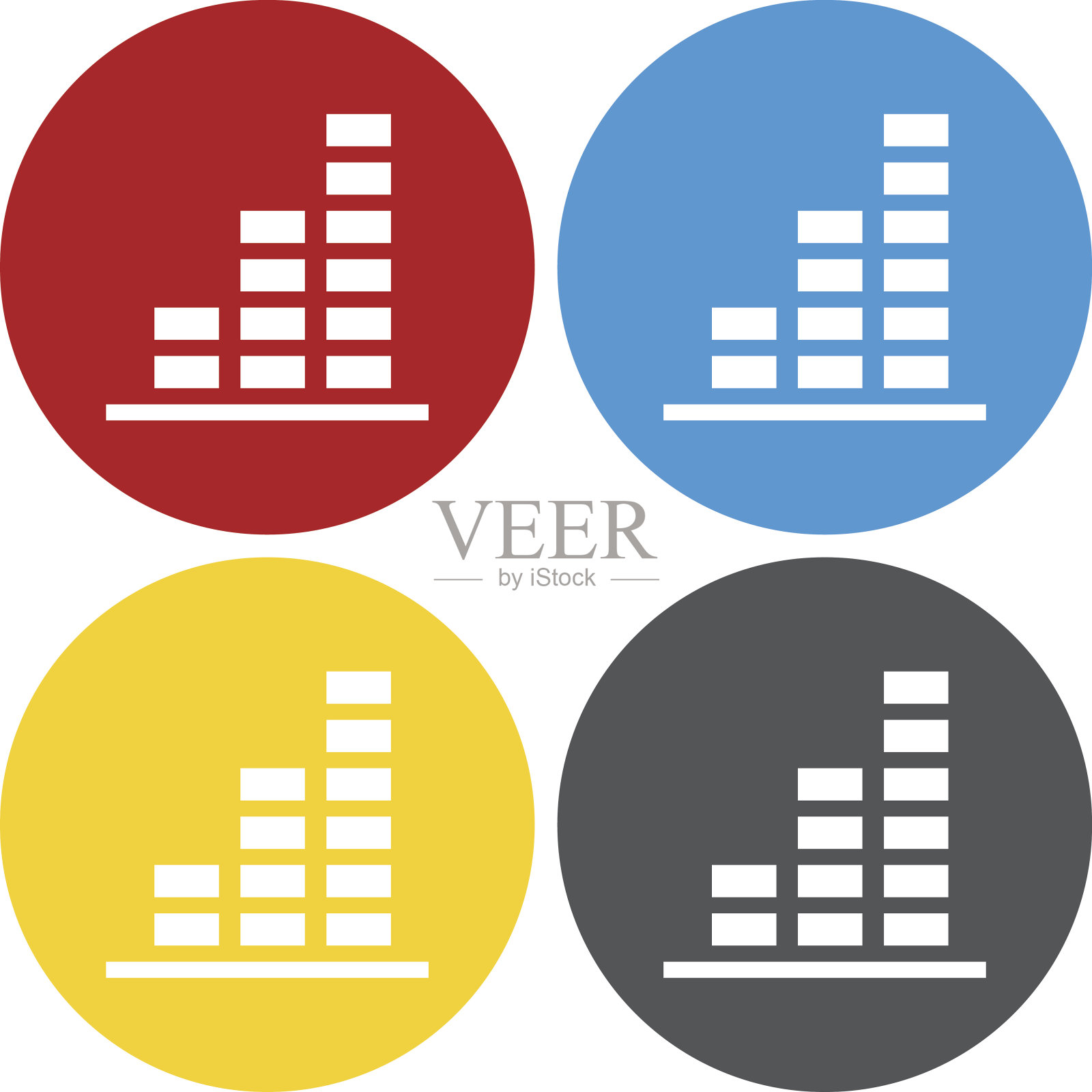 条形图图标上的圆形按钮。——圆系列图标素材