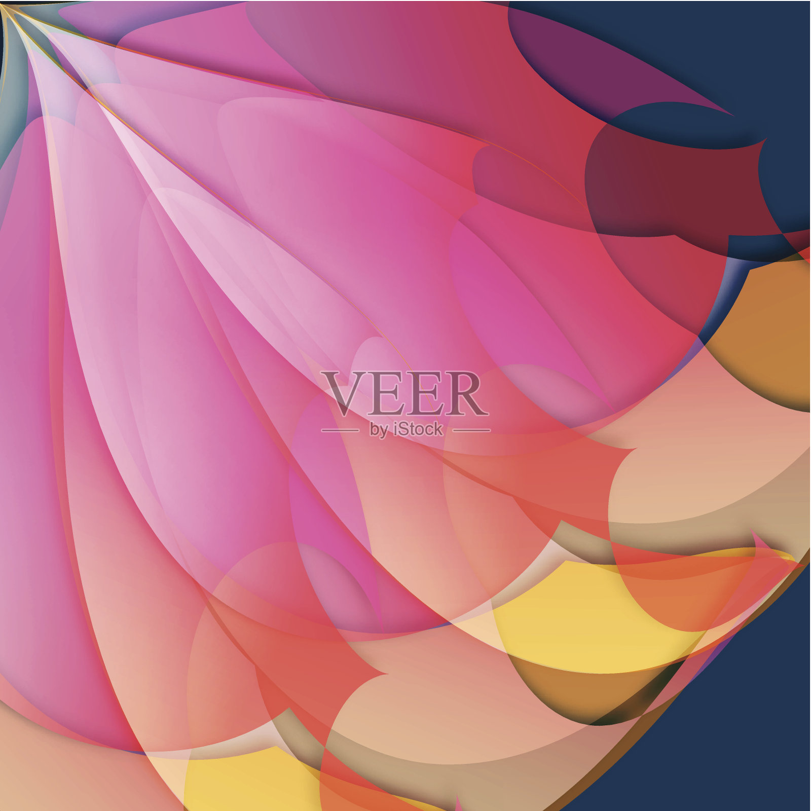 抽象紫色透明花状背景插画图片素材