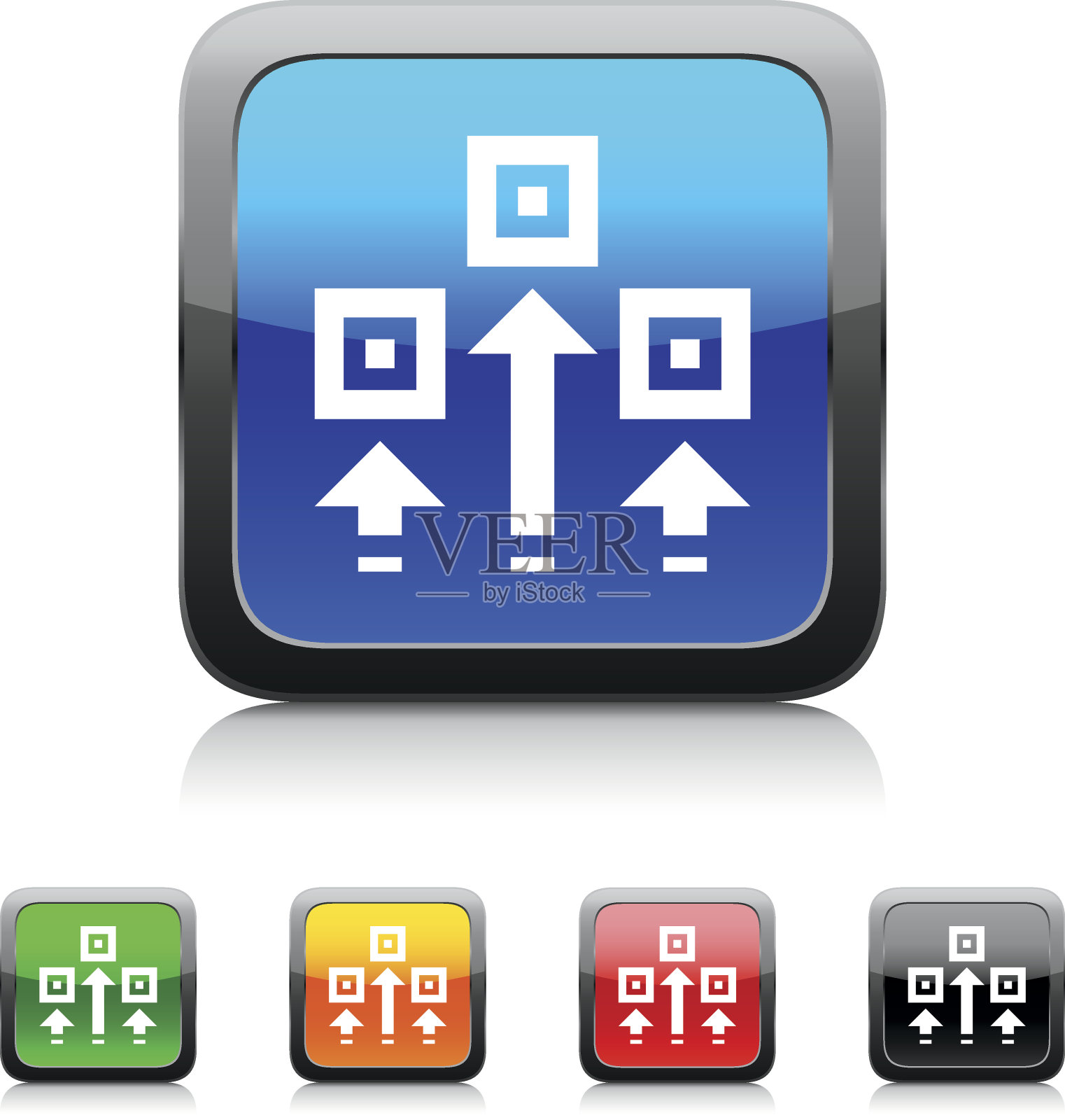 物流图标上的彩色按钮。图标素材