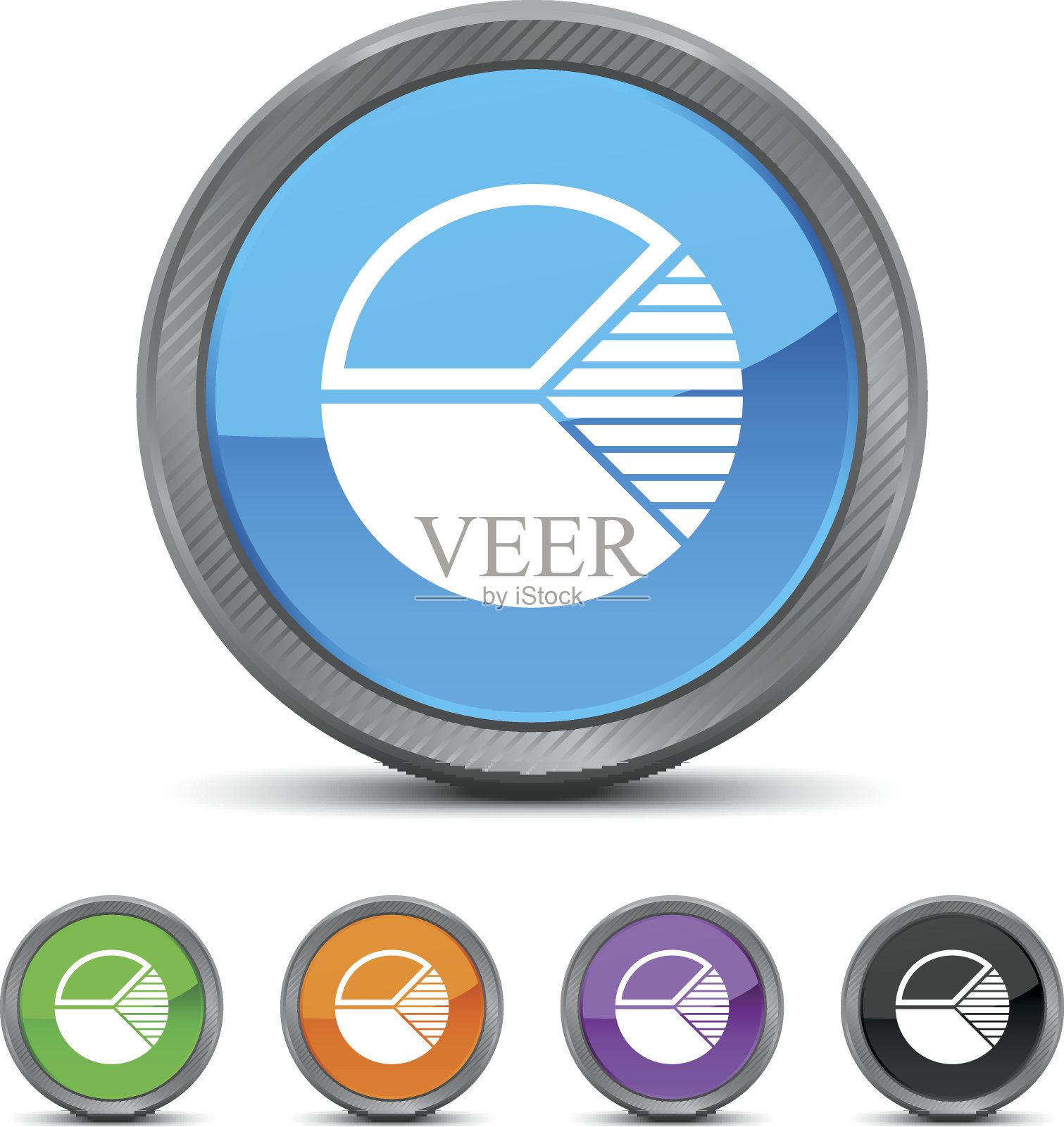 饼图图标上的圆形按钮。图标素材