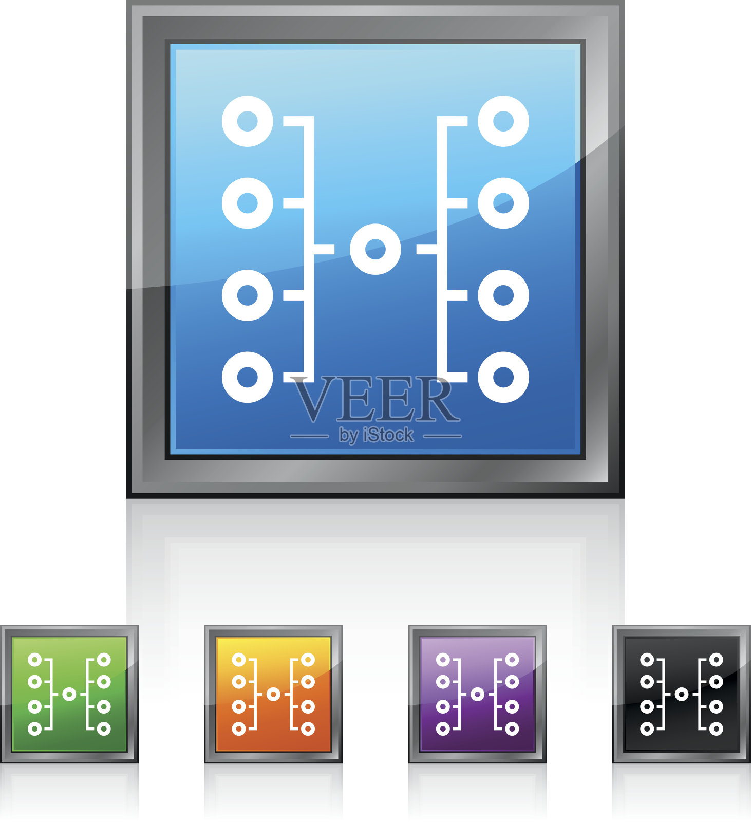 方框按钮上的流程图图标。图标素材