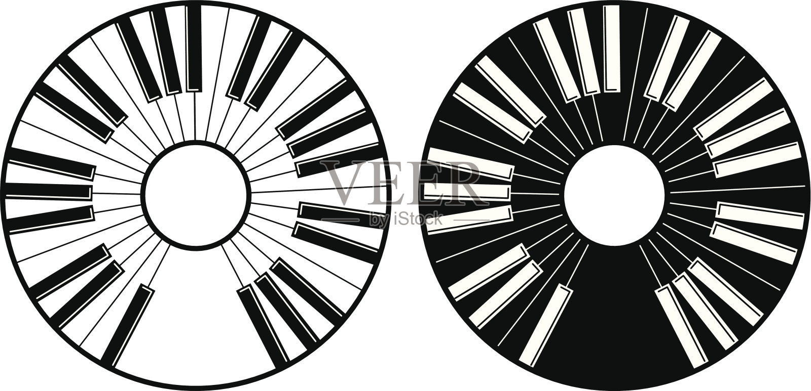 圆圈的钢琴键图标插画图片素材