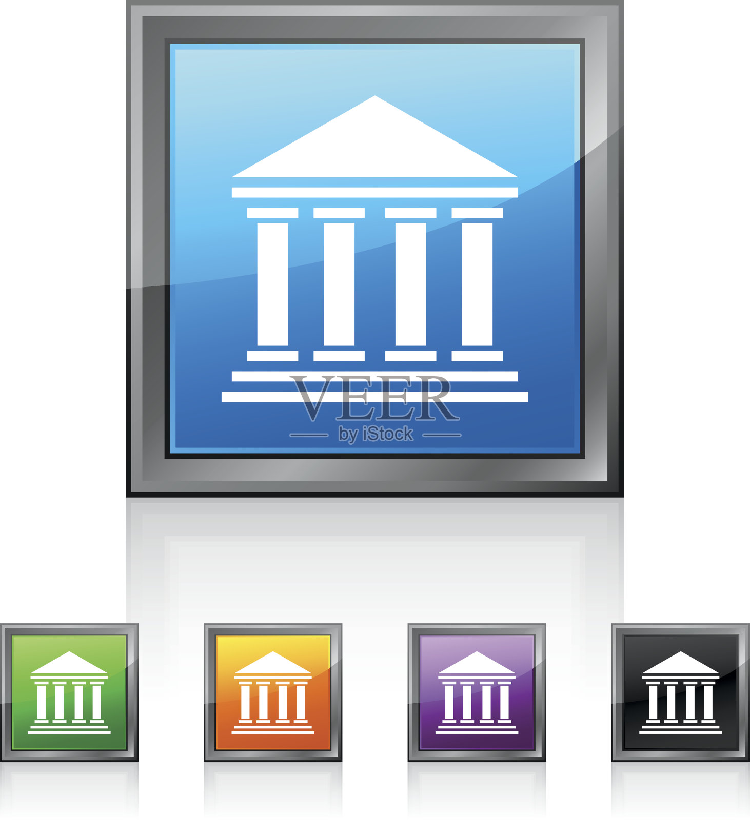银行图标上的方形按钮。-平方系列图标素材