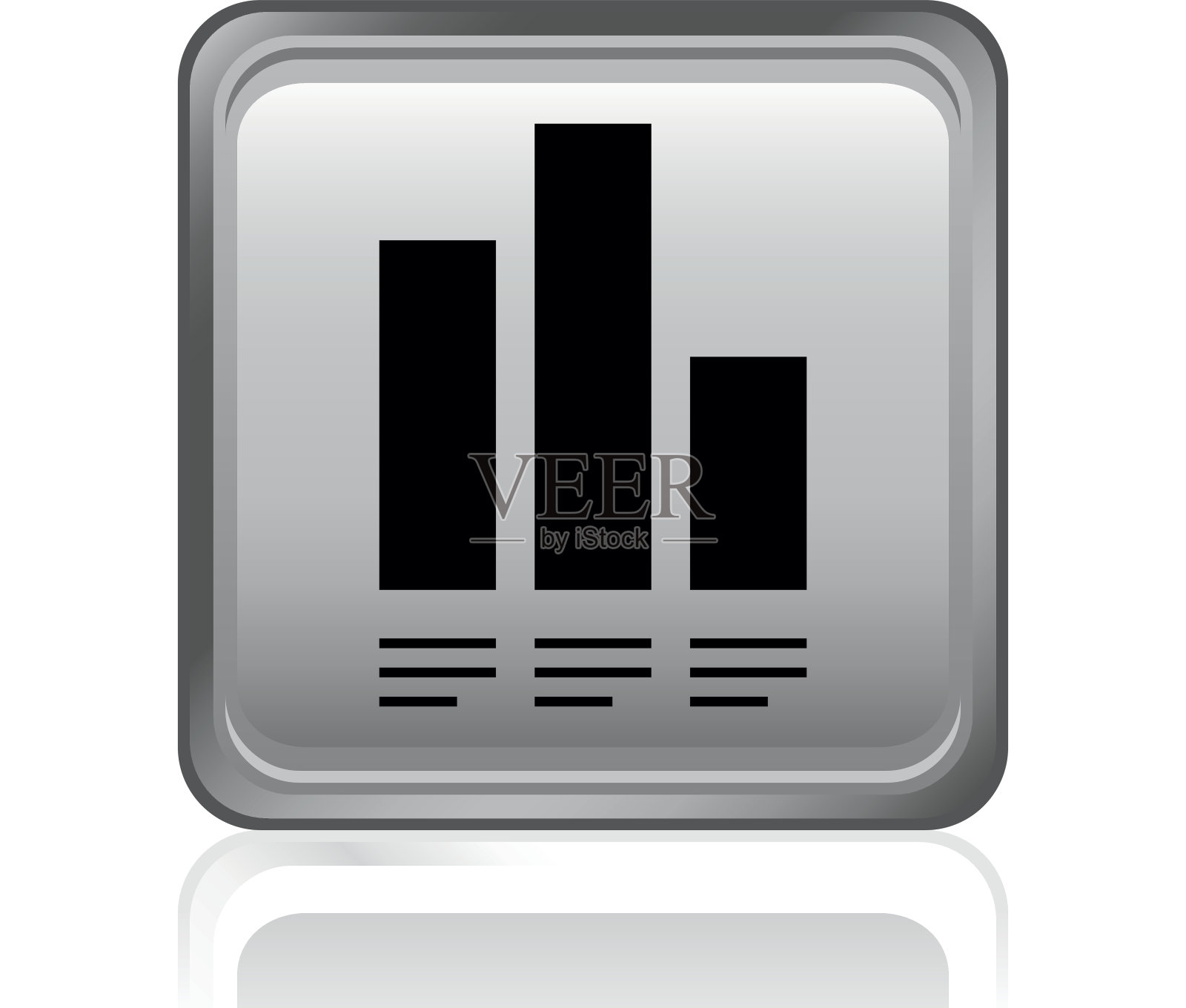 矩形按钮上的条形图图标。-钢系列图标素材