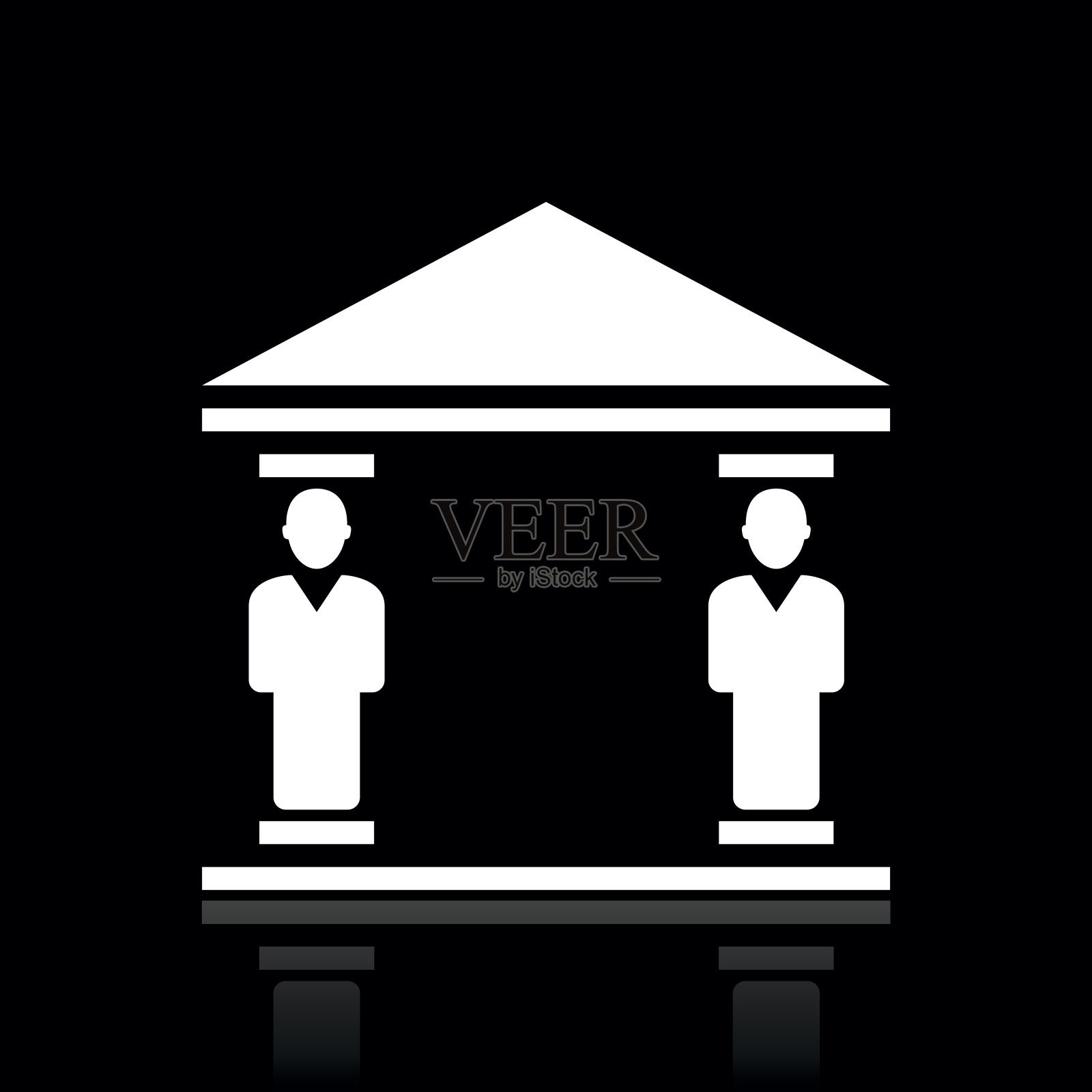 银行图标上的黑色背景。-白系列图标素材