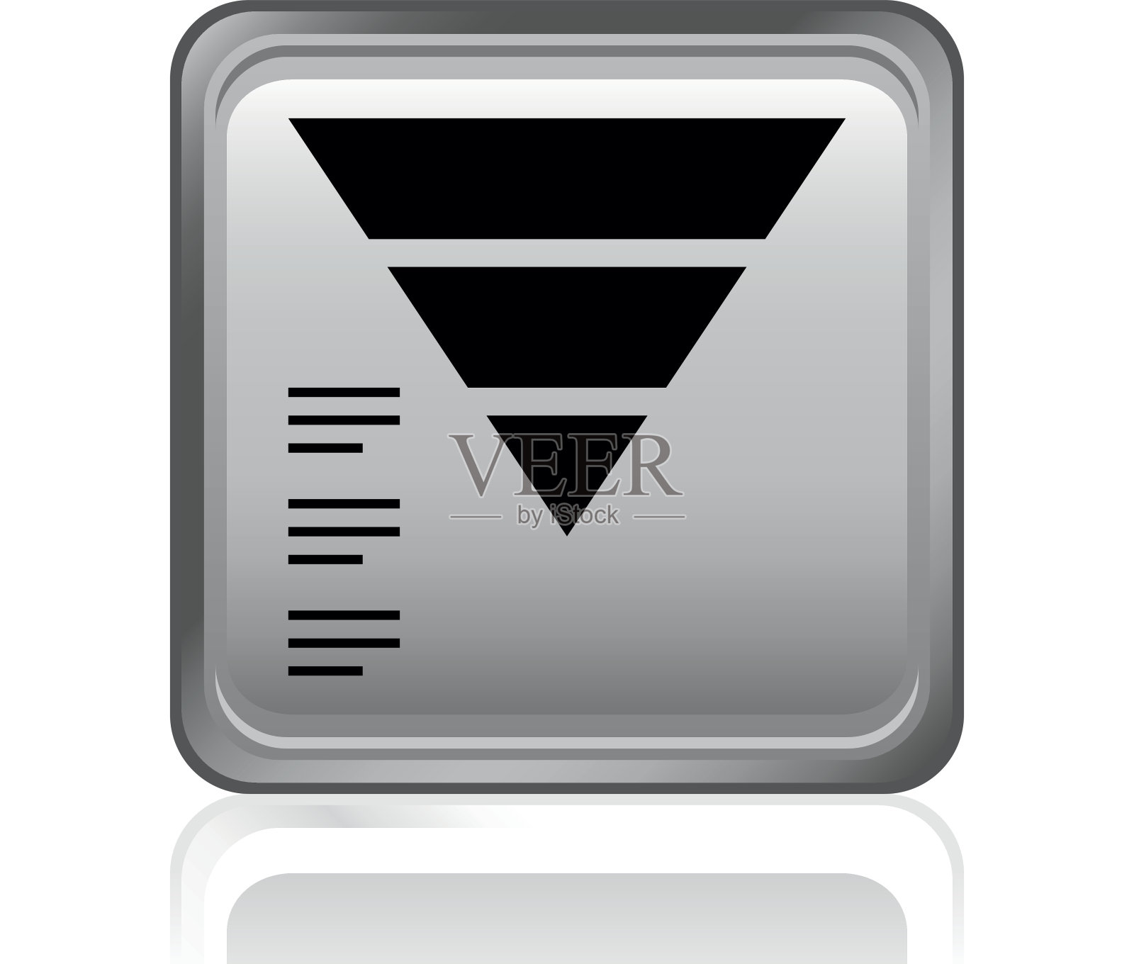 金字塔图标上的一个方形按钮。-钢系列图标素材
