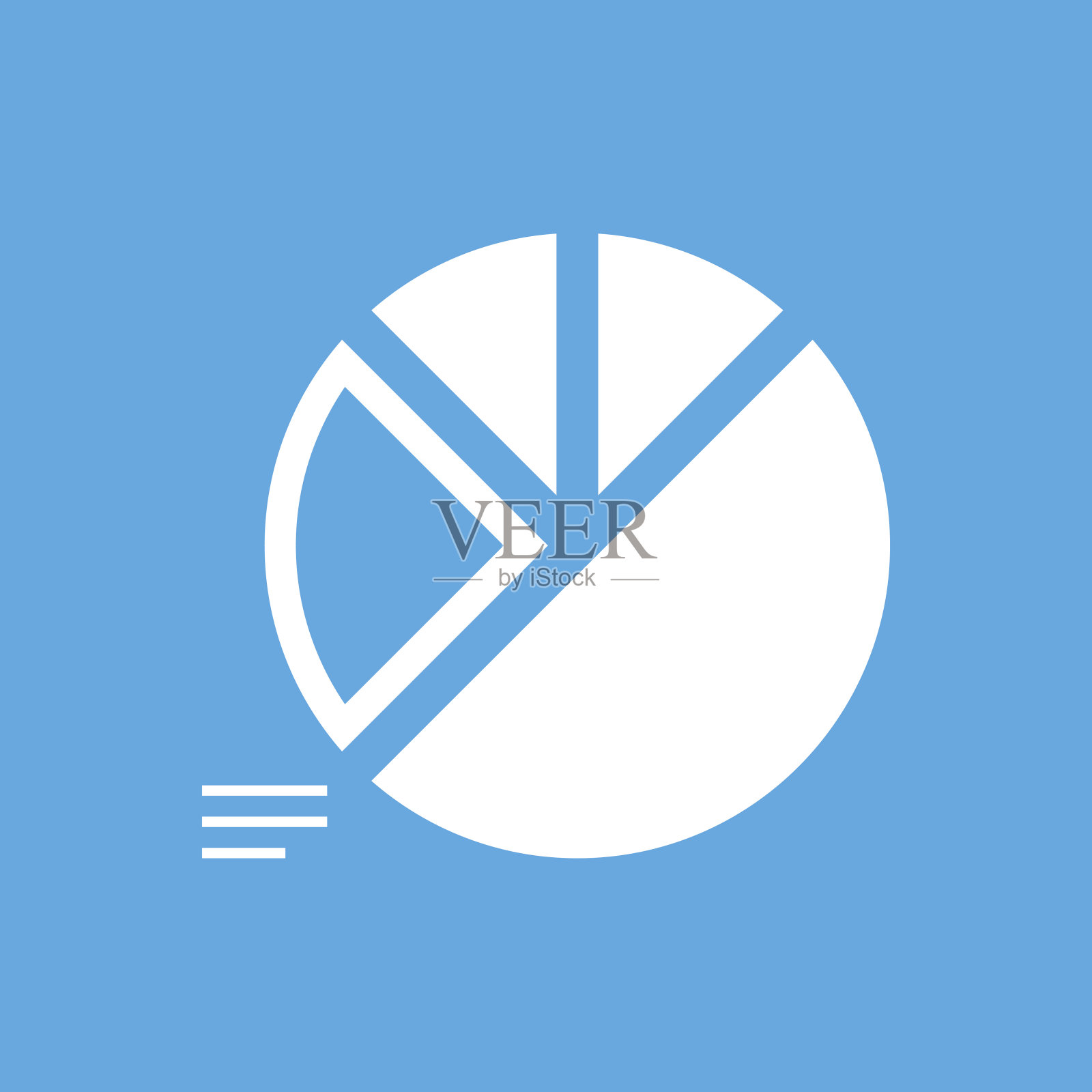 饼图图标上的蓝色背景。——光滑的系列插画图片素材