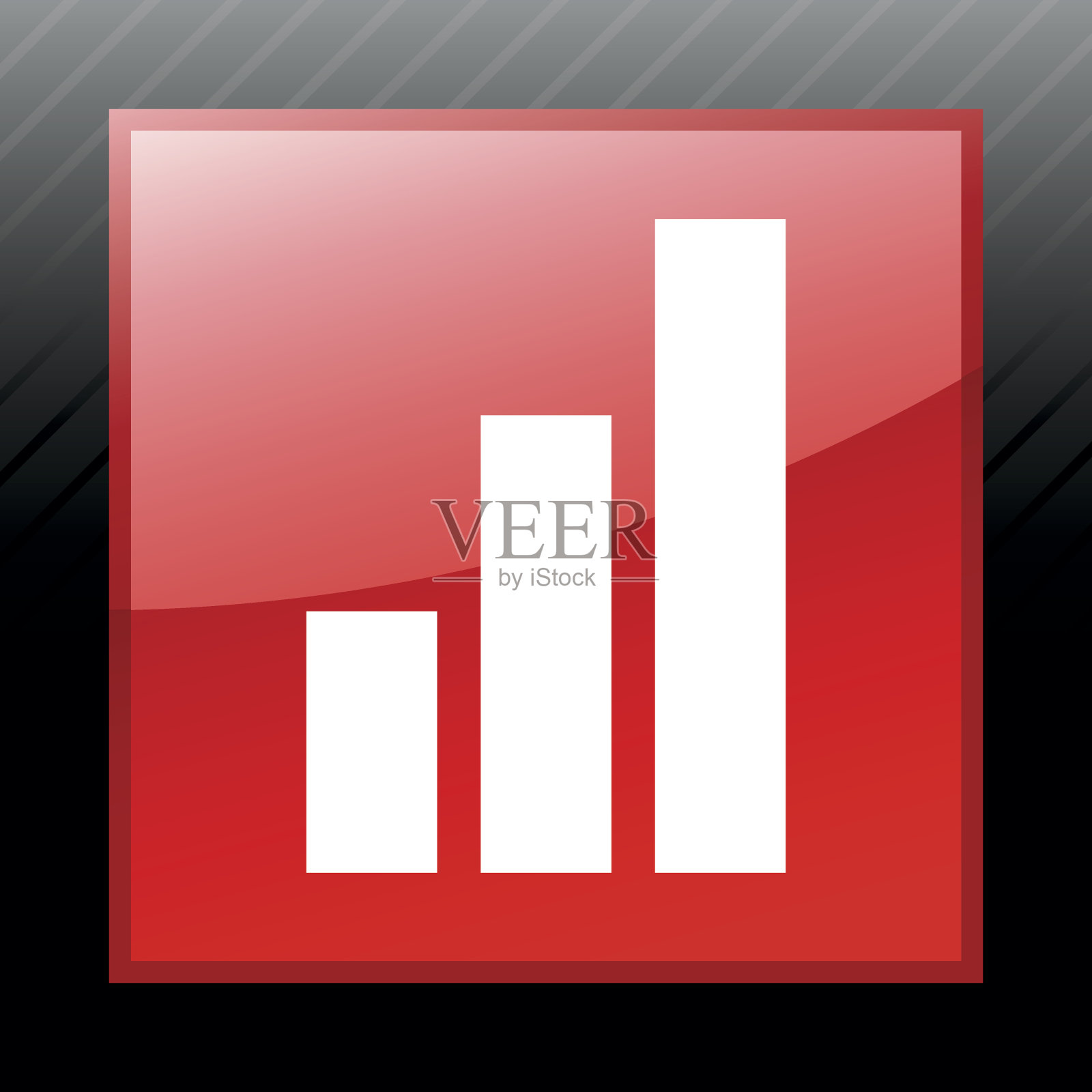 矩形按钮上的条形图图标。——时尚系列插画图片素材