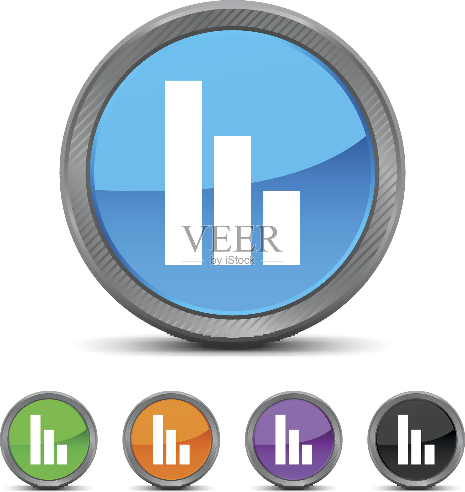 条形图图标上的圆形按钮。——CircledSeries图标素材