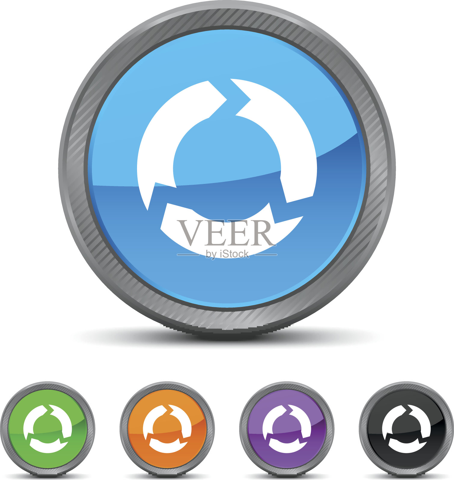 雪佛龙图表图标上的圆形按钮。——环绕系列图标素材