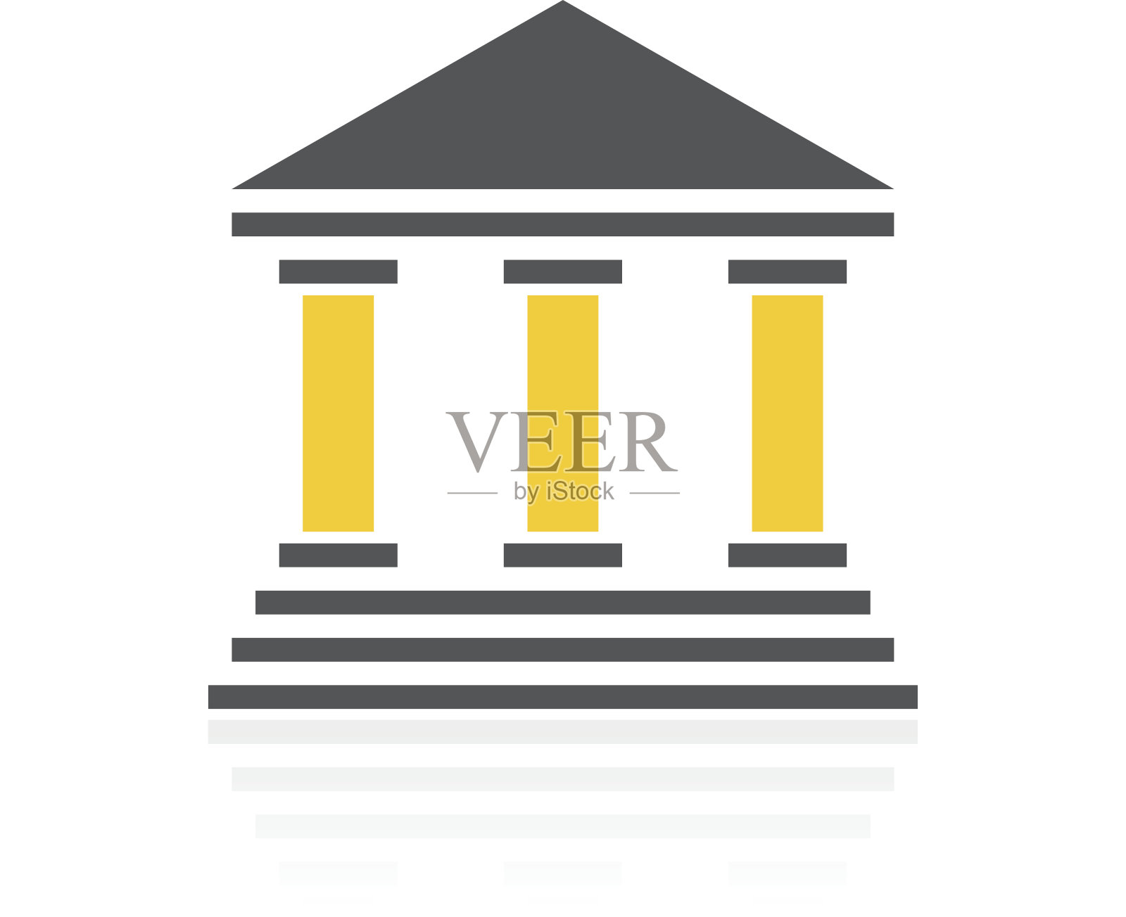 银行图标上的白色背景。-颜色系列插画图片素材