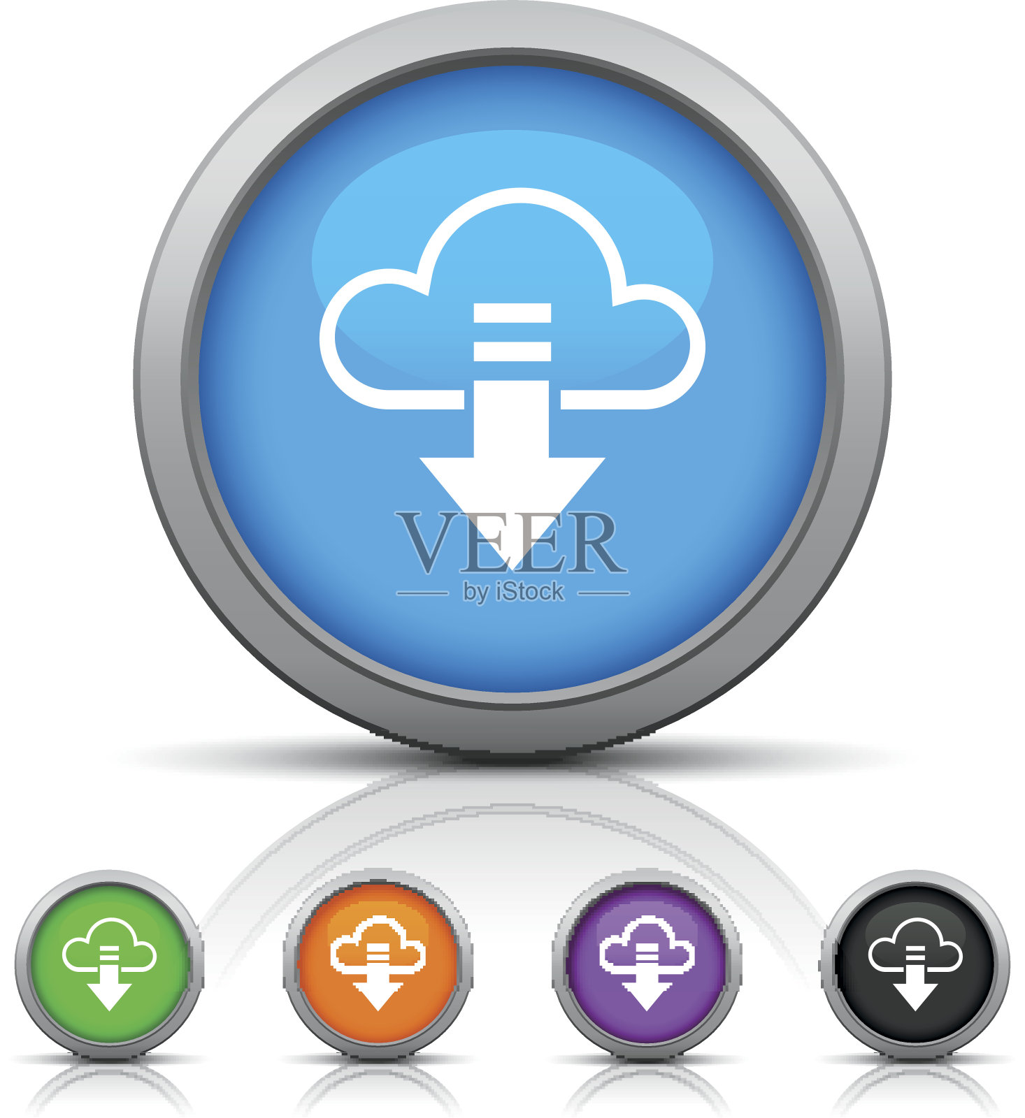 云计算图标上的圆形按钮。——GlossSeries图标素材