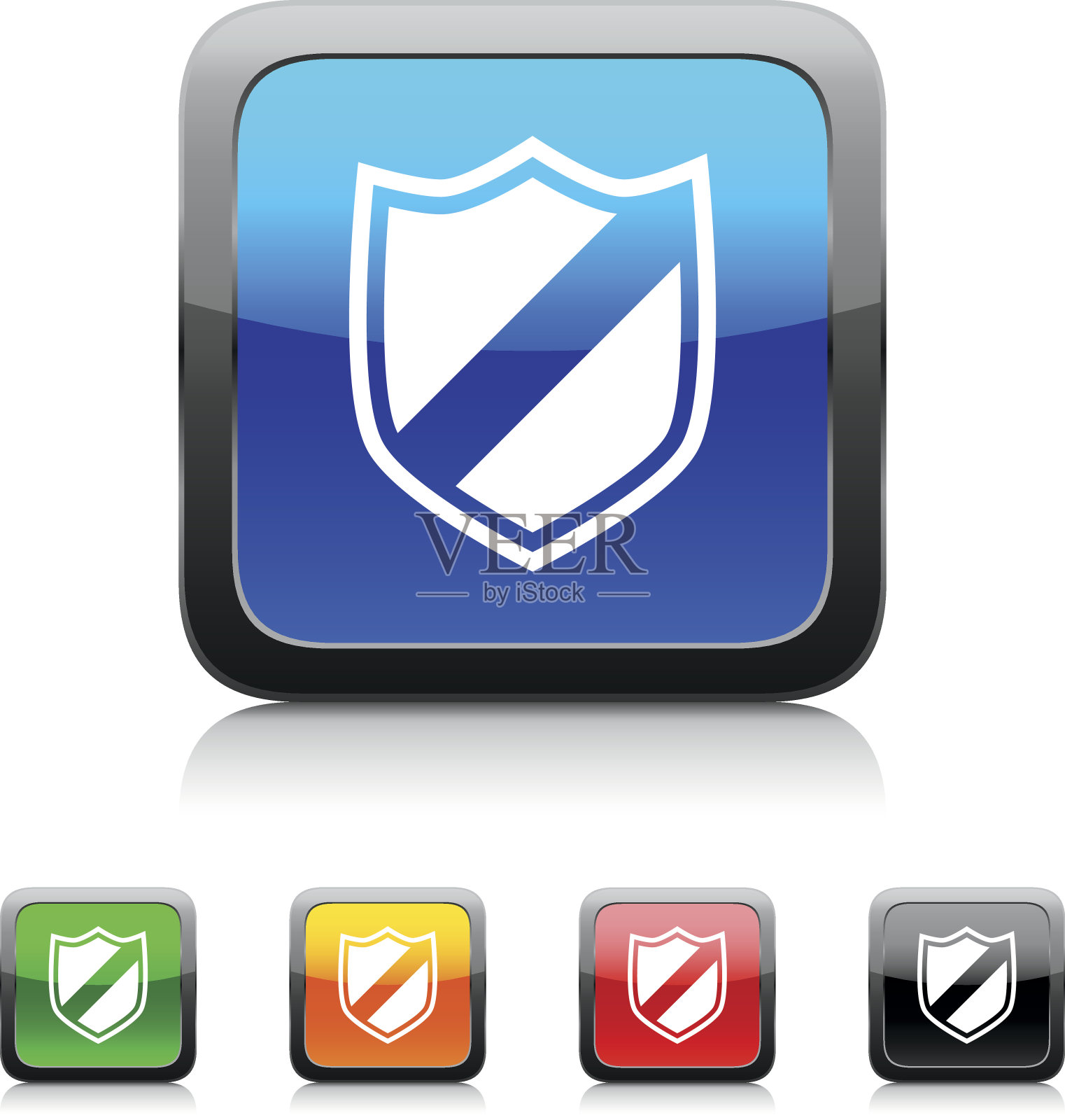 盾牌图标上的颜色按钮。——StyleSeries图标素材