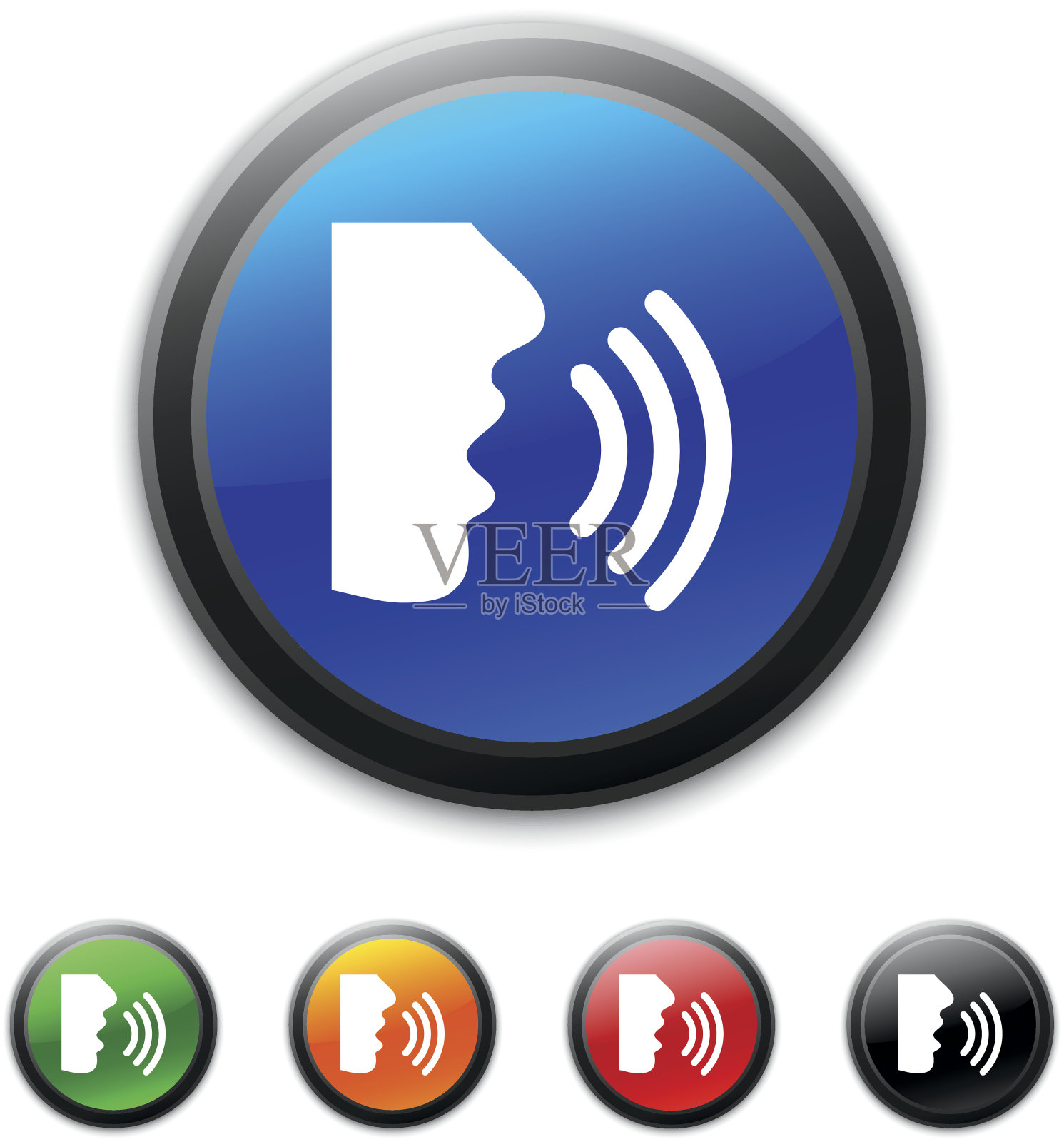 说话图标上的圆形按钮。——ShinedSeries插画图片素材