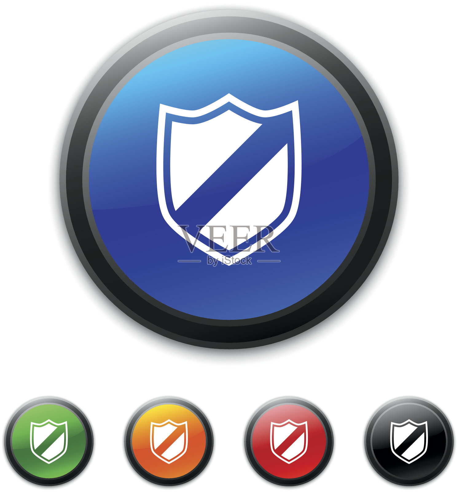 盾牌图标上的圆形按钮。——ShinedSeries图标素材