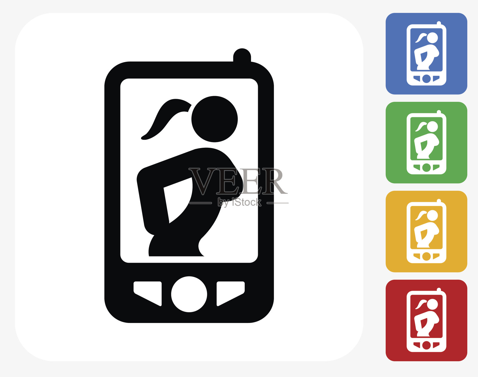 智能手机和女性形象图标平面设计插画图片素材