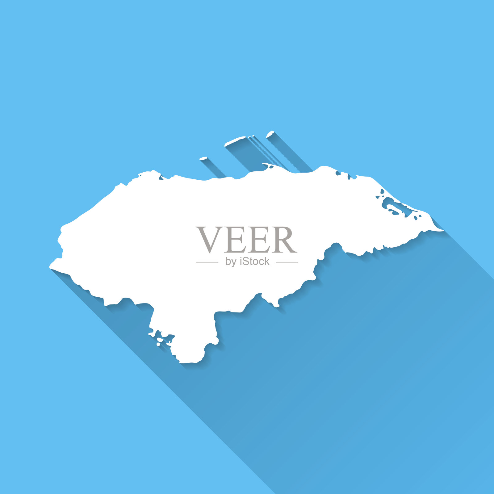 洪都拉斯地图上的蓝色背景，长阴影，平面设计插画图片素材