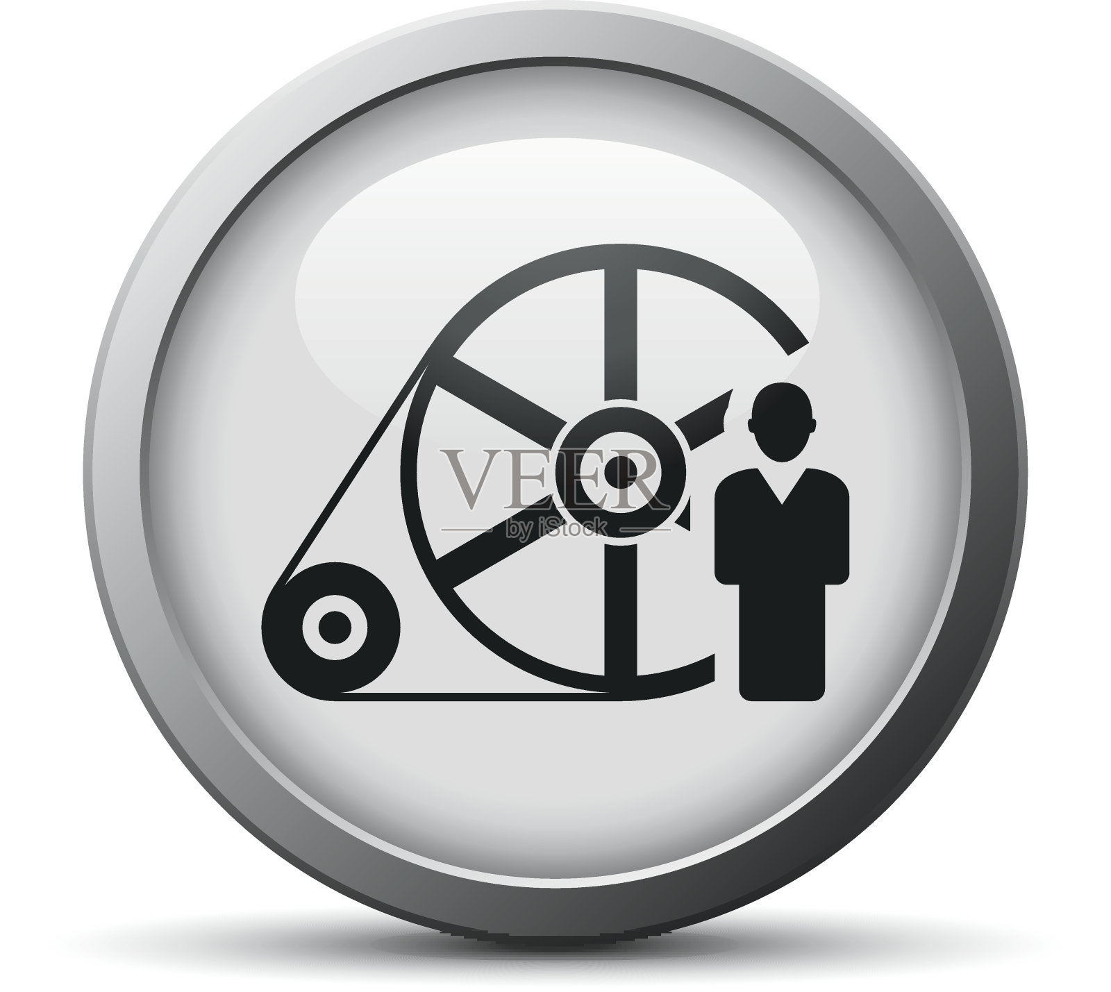 飞轮图标上的一个银色按钮。——SilverSeries图标素材