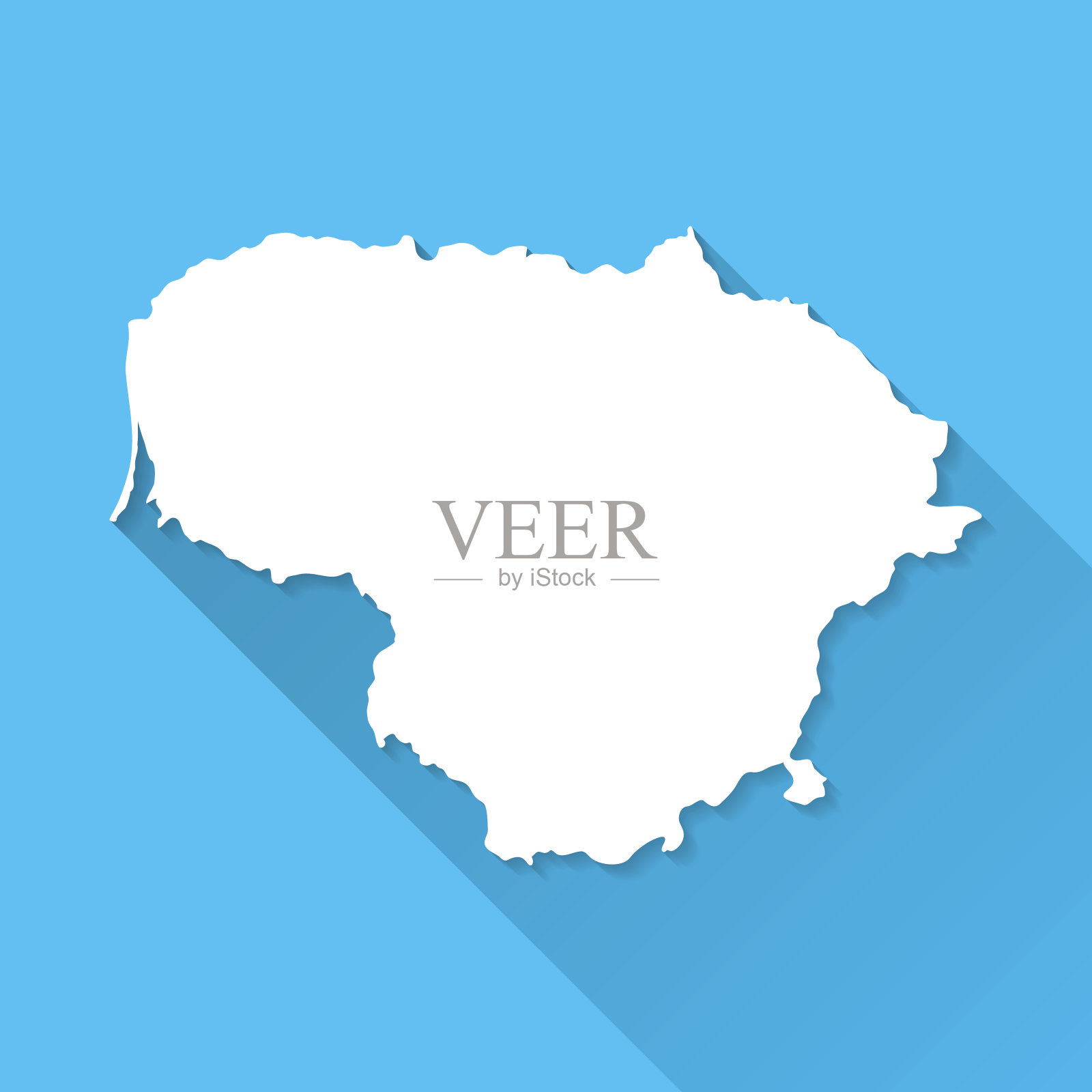 立陶宛地图上的蓝色背景，长阴影，平面设计插画图片素材