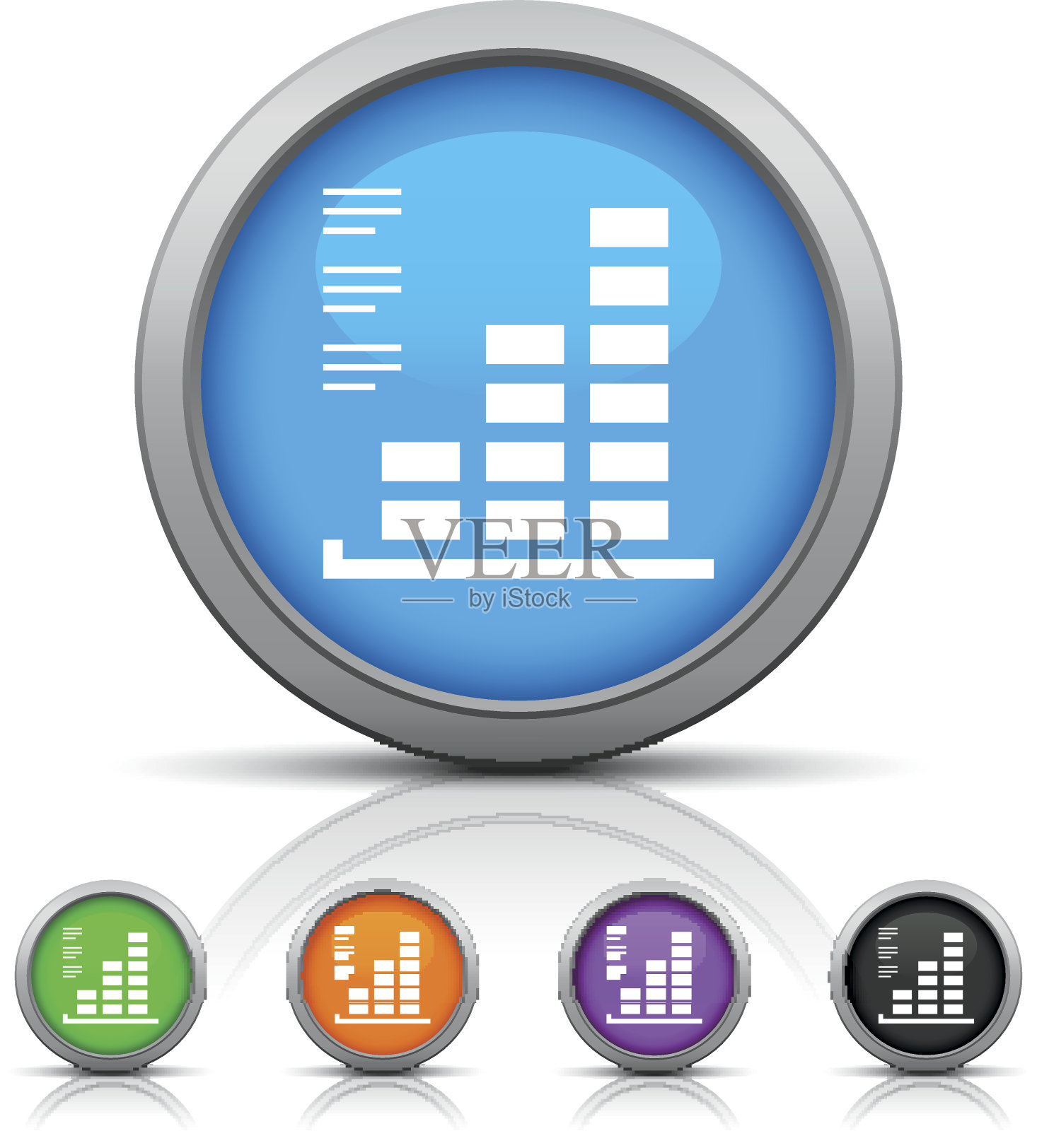 条形图图标上的圆形按钮。——GlossSeries图标素材