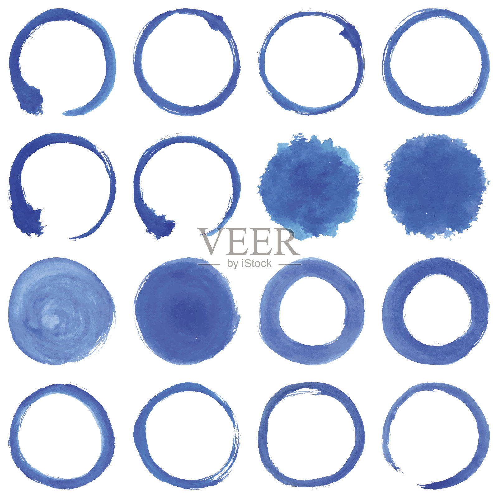 圆形蓝色笔触插画图片素材