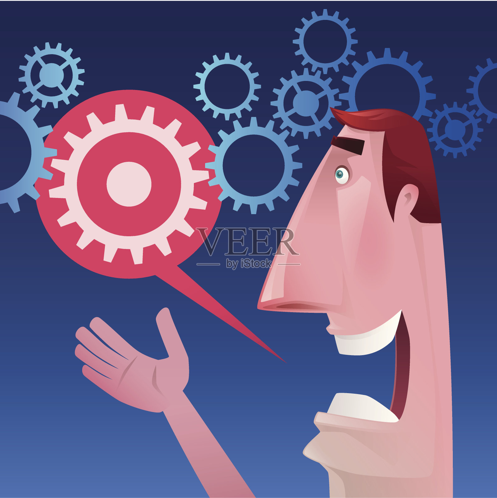 人与齿轮插画图片素材